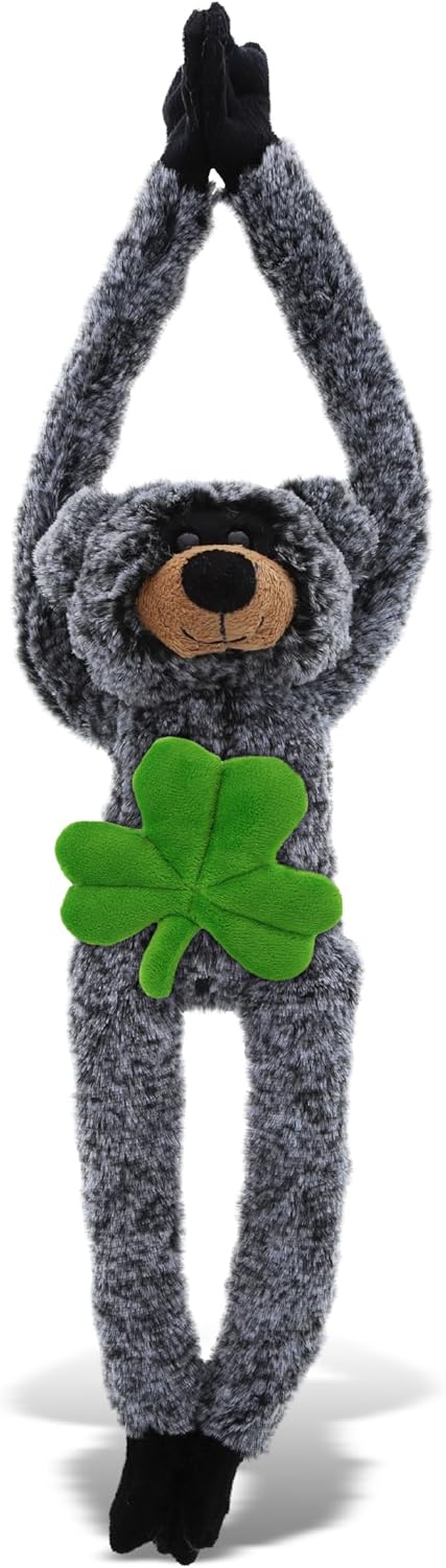DolliBu Soft Long-Arms Black Bear with Green Shamrock