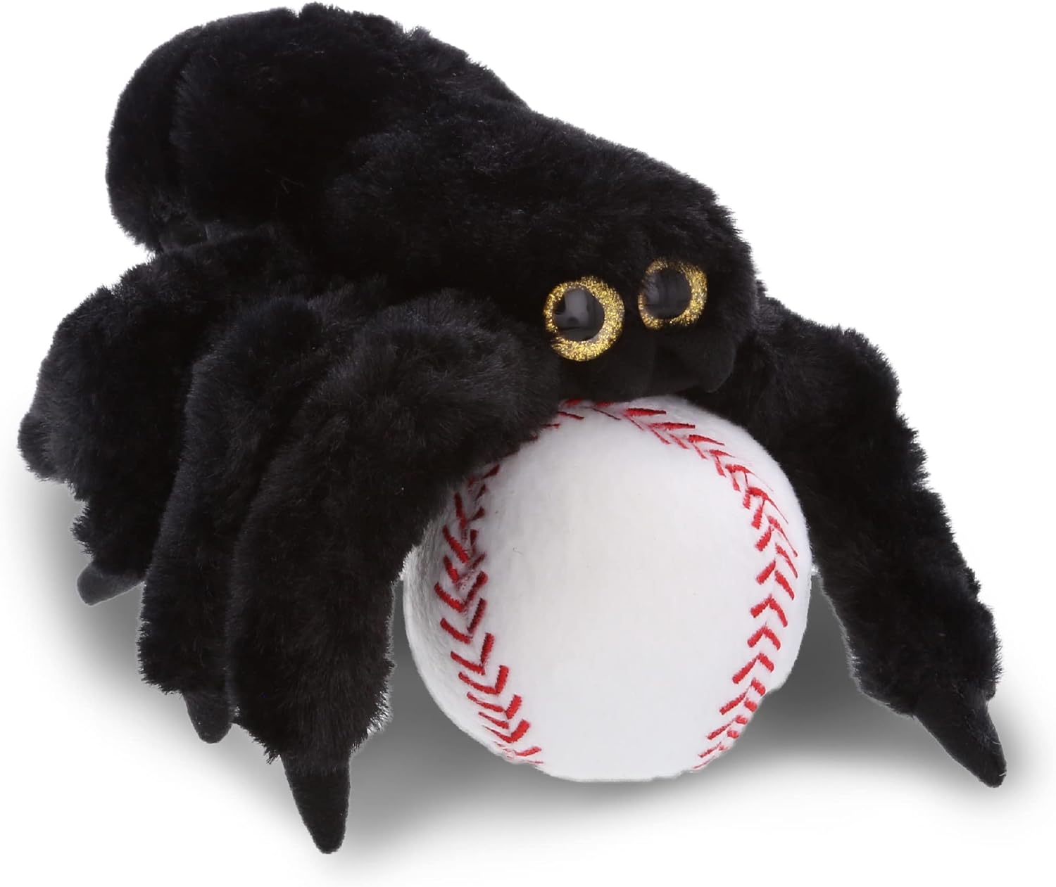 DolliBu Black Spider Plush with Baseball - 7 Inch