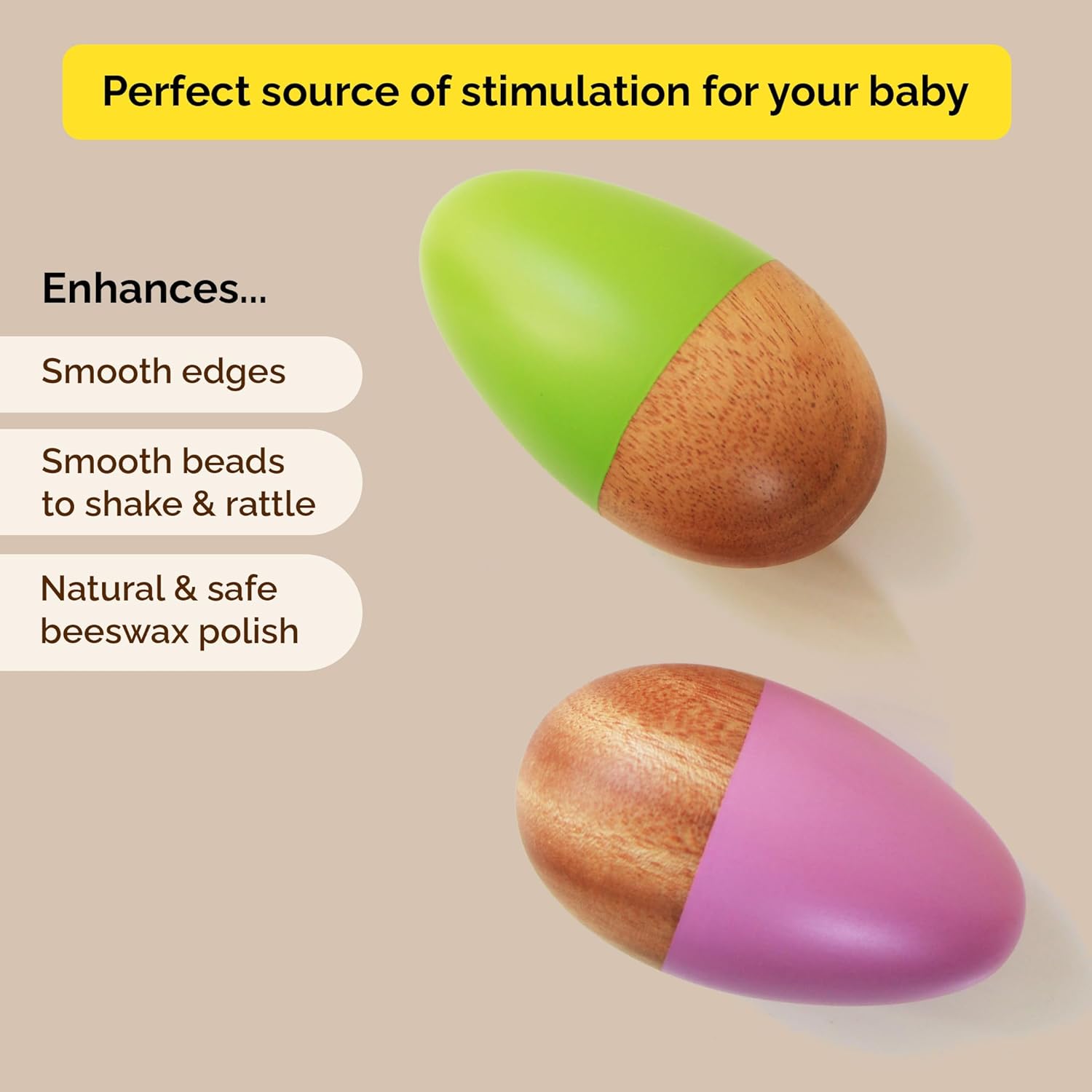 Shumee Wooden Easter Egg Shakers Set of 2