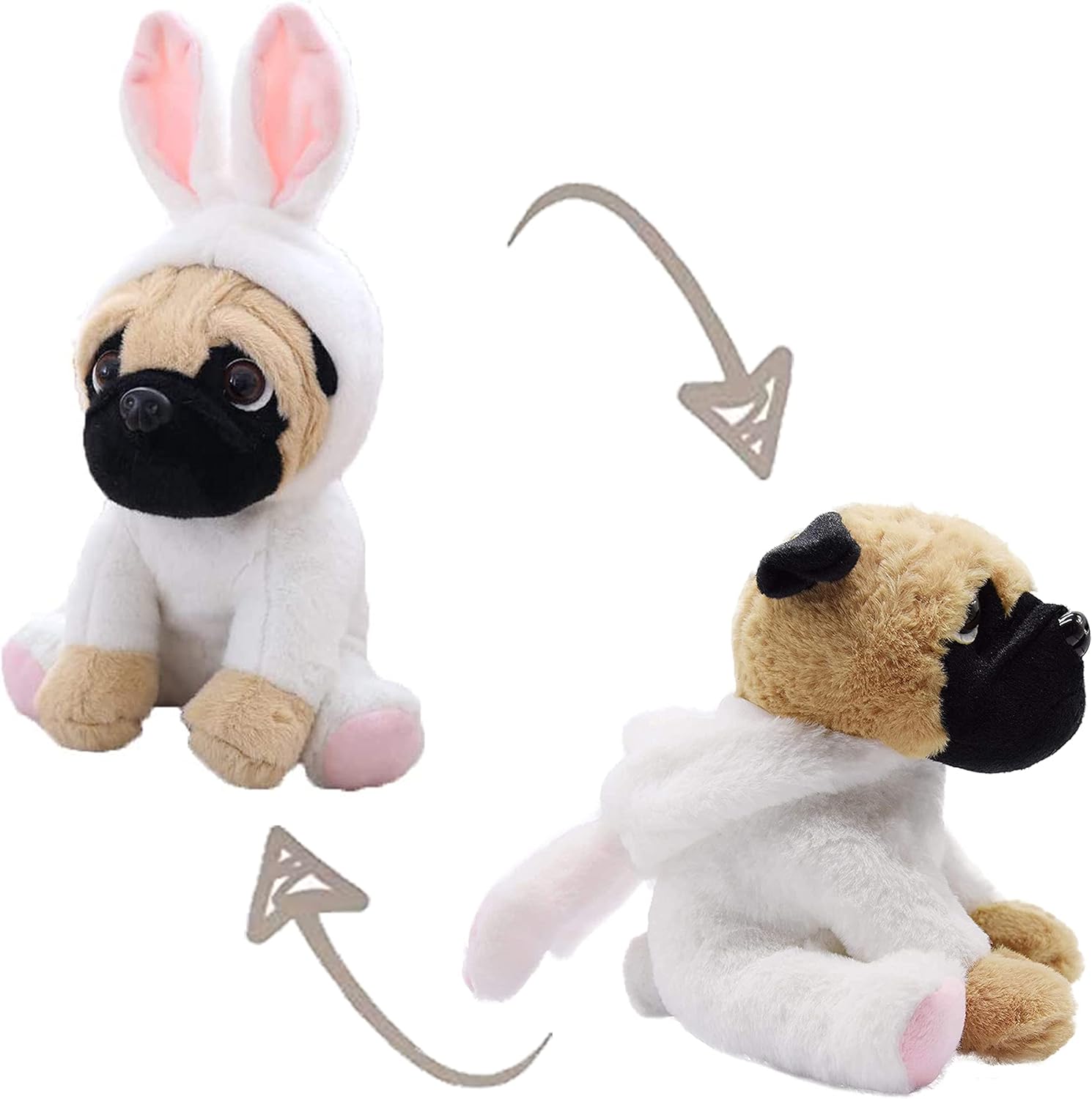 CASAGOOD Pug Dog Plush in Bunny Rabbit Costume