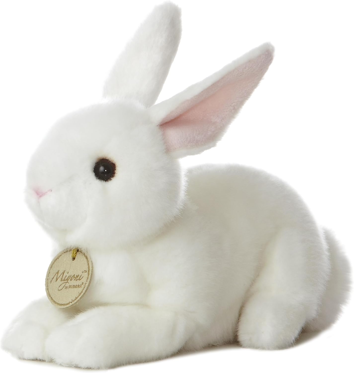 Aurora Realistic American White Rabbit Stuffed Animal - 8 Inches