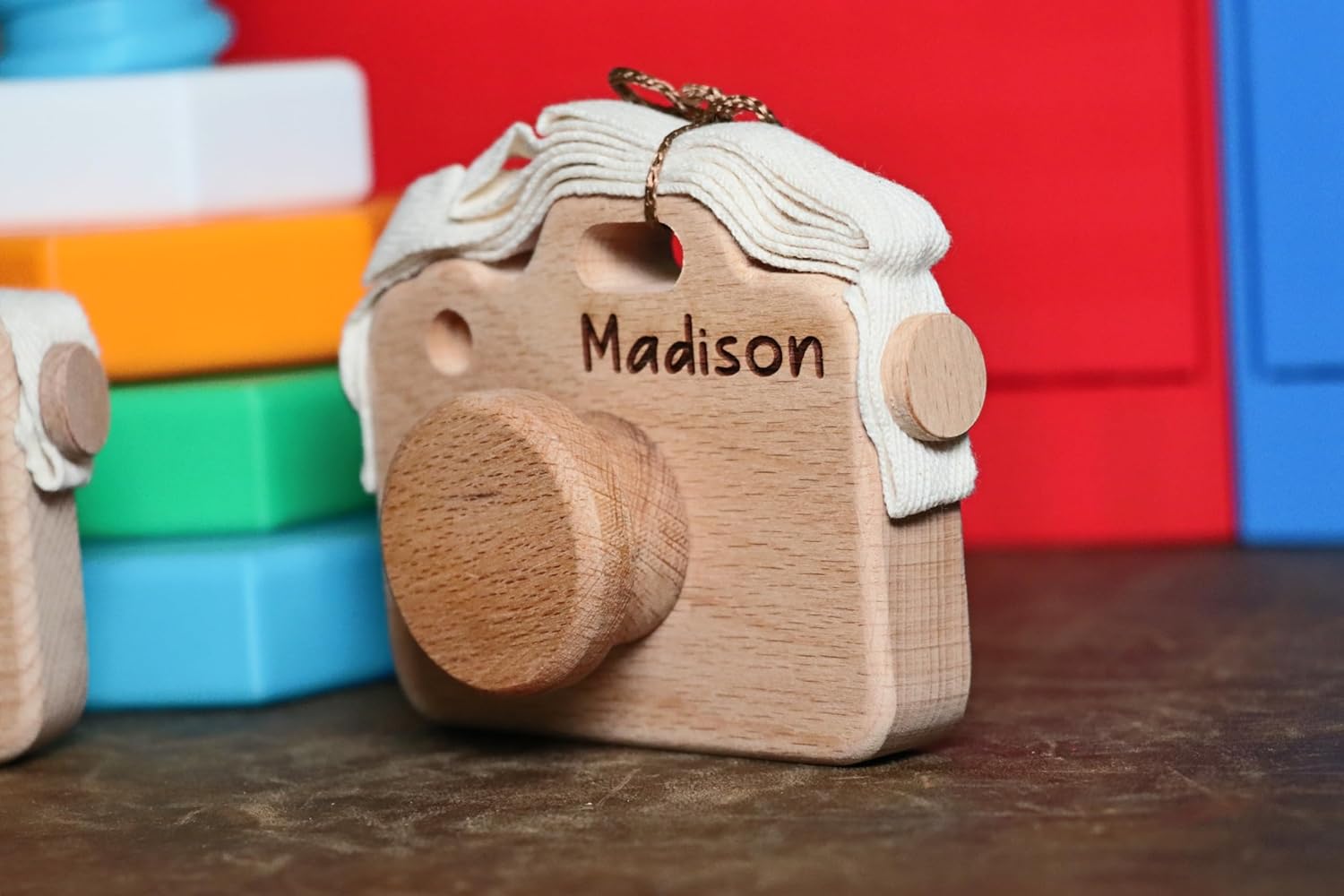 Handmade Wooden Camera Toy with Name