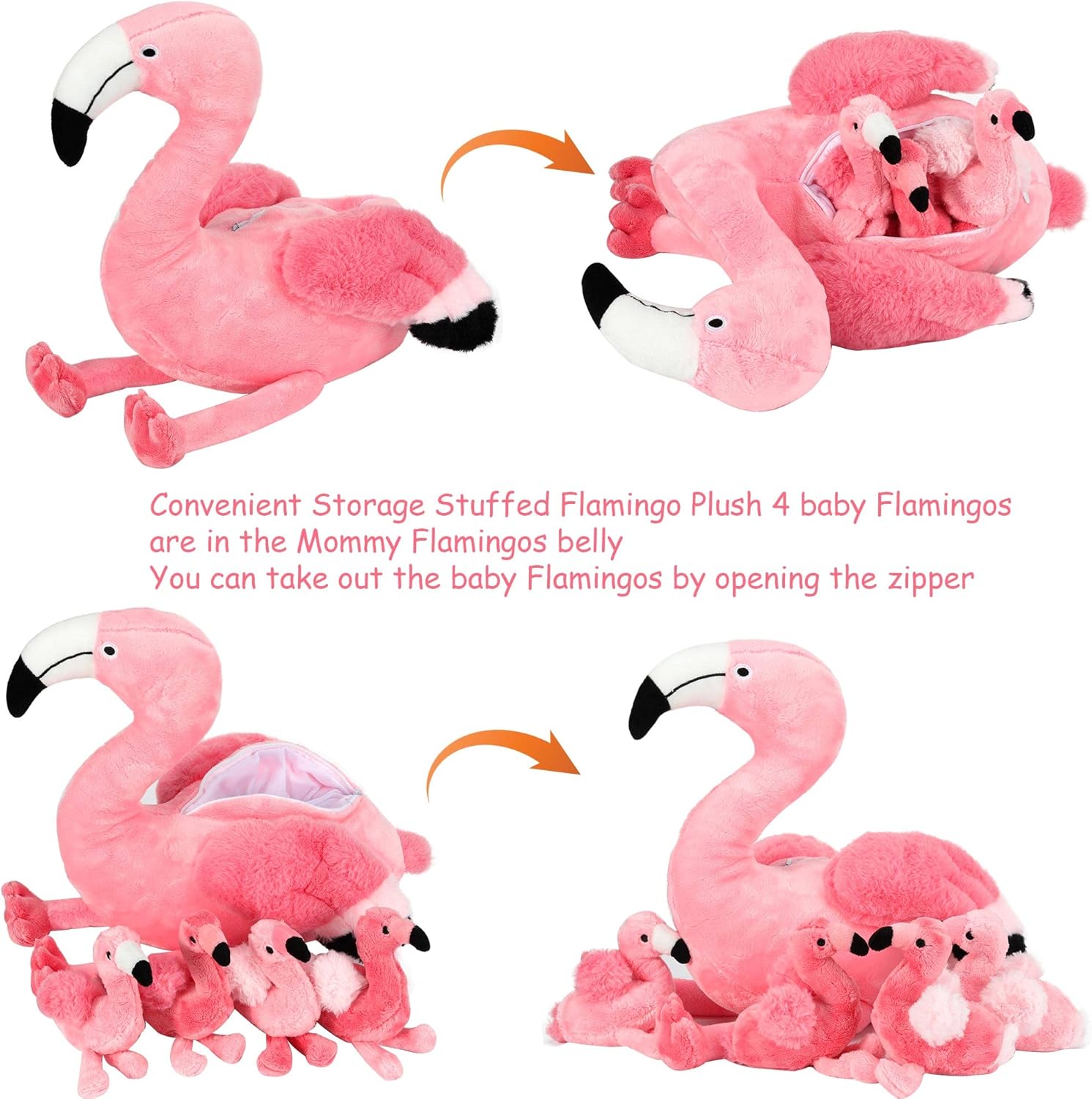 Qpewep 21Inch Flamingo Plushie with 4 Babies