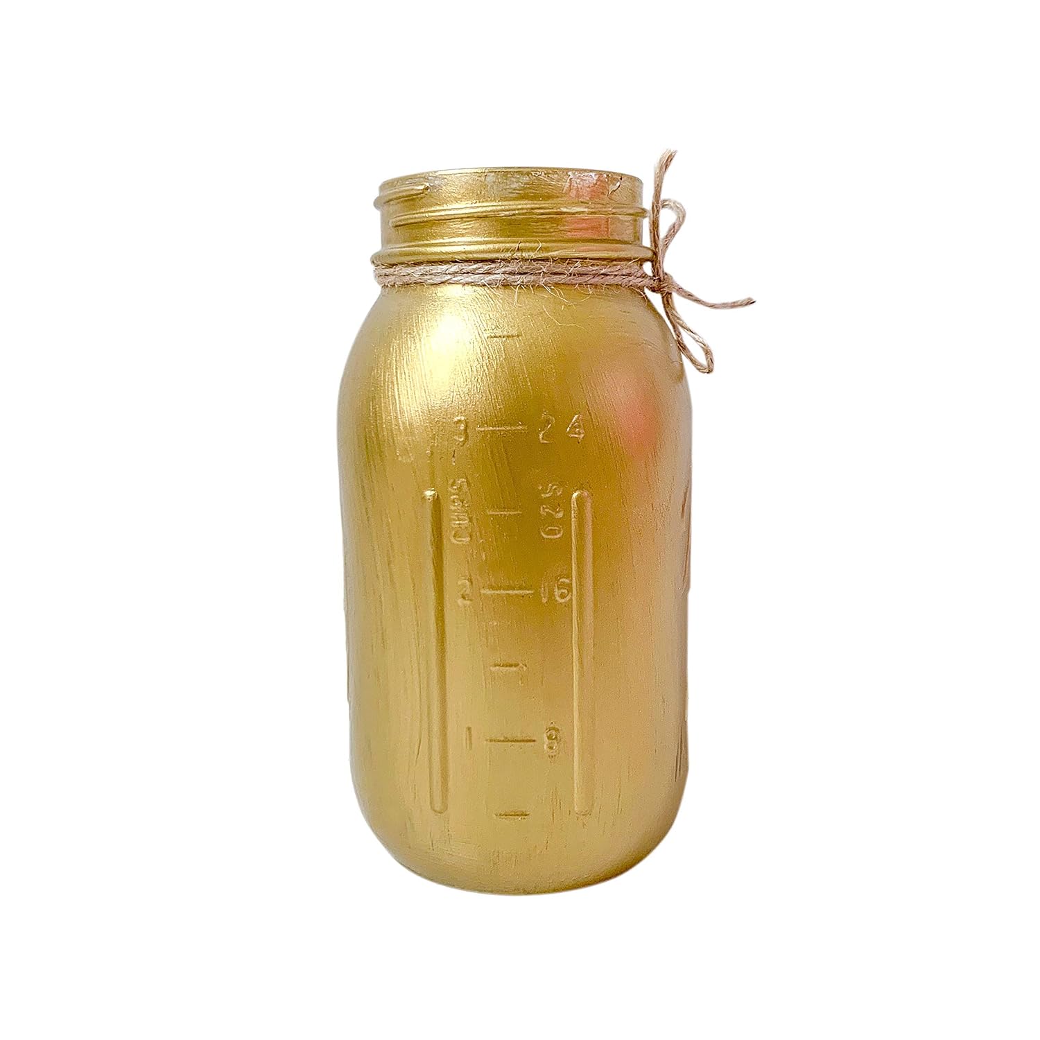 Gold Mason Jar - Hand Painted Quart 32 oz Jar for Centerpiece