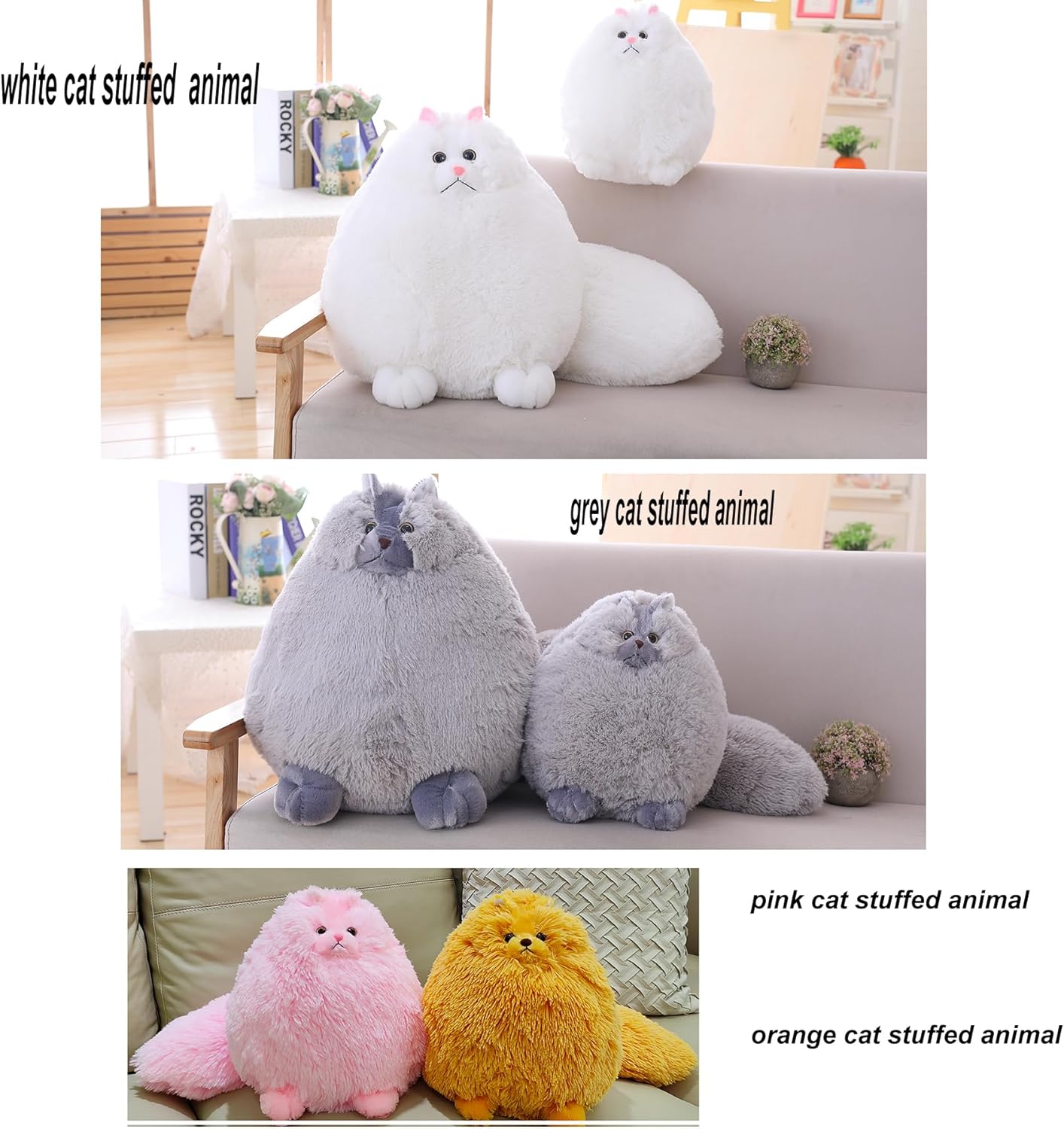 Winsterch Gray Plush Cat Stuffed Animal Toy 10 Inches