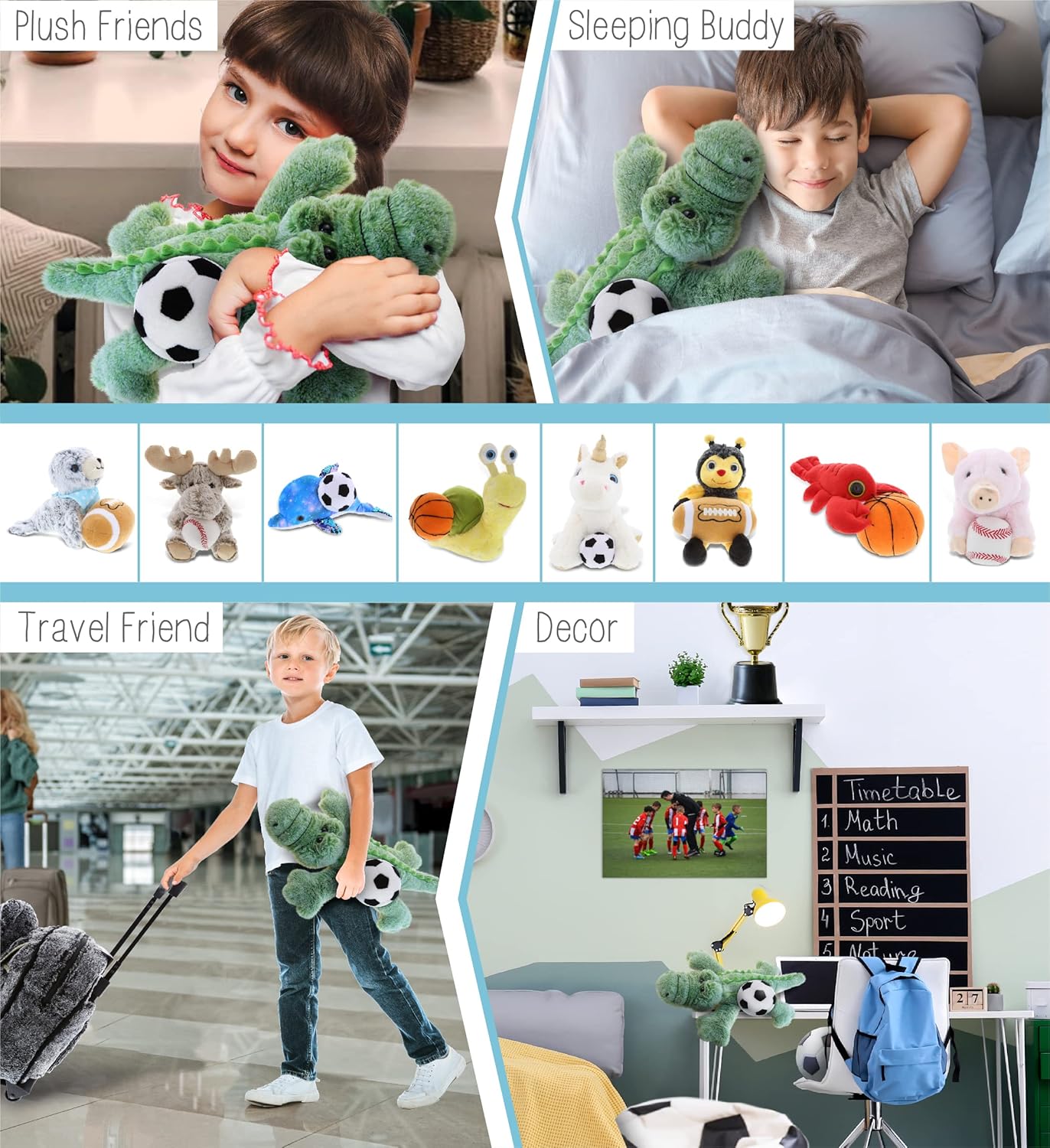 DolliBu Alligator Plush with Soccer Ball - 165 Inch Gator Toy