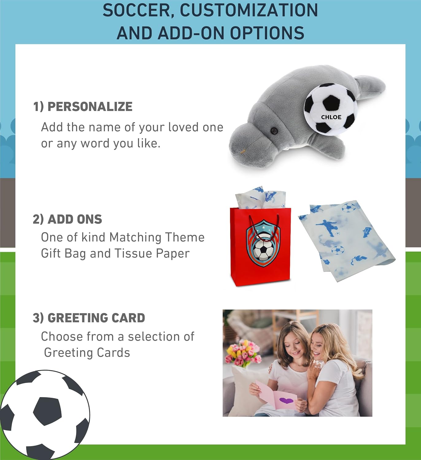 DolliBu Grey Manatee Soccer Ball Plush - 9 Inches