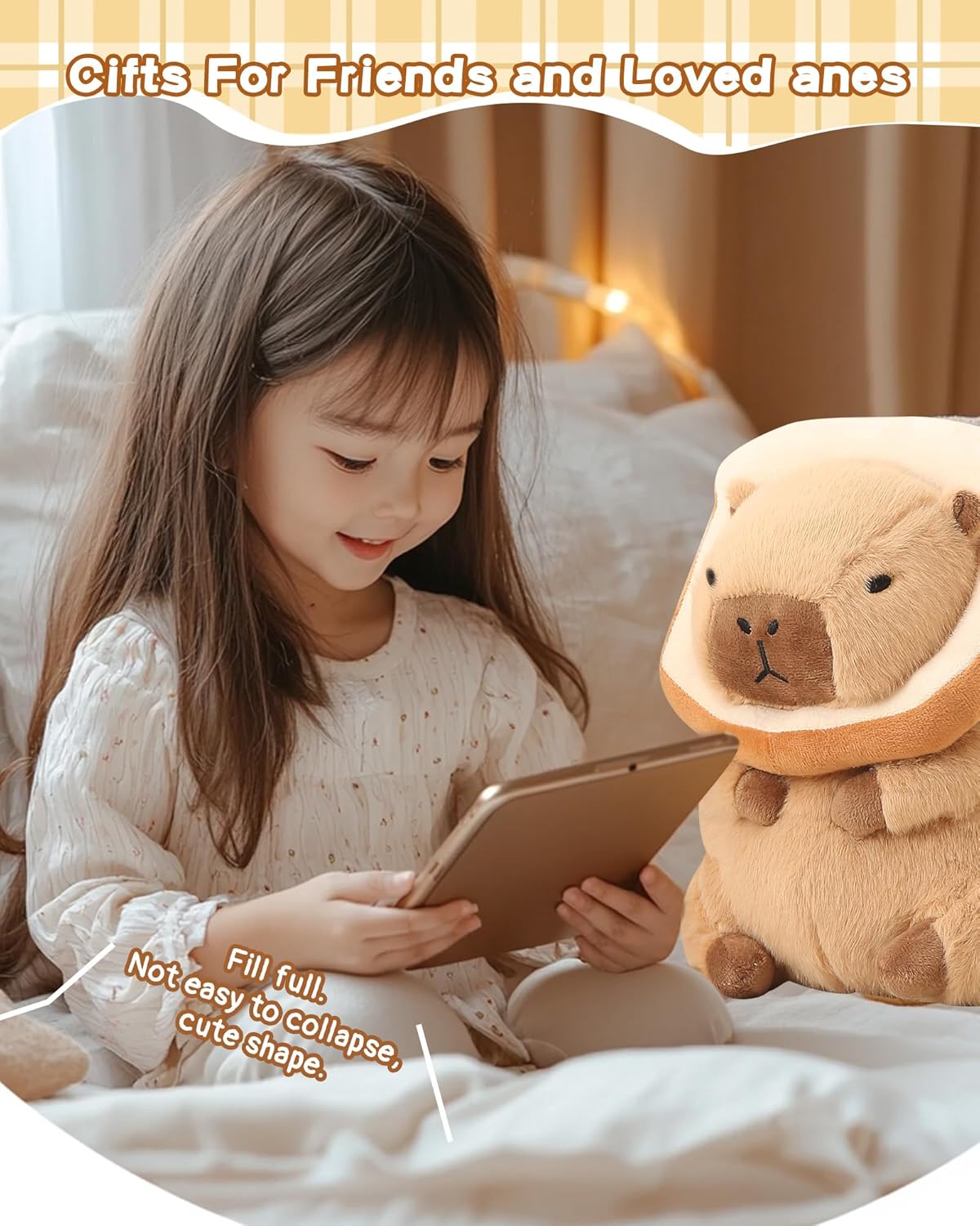 Bestsea Cute Capybara Plush Pillow 12 Inch