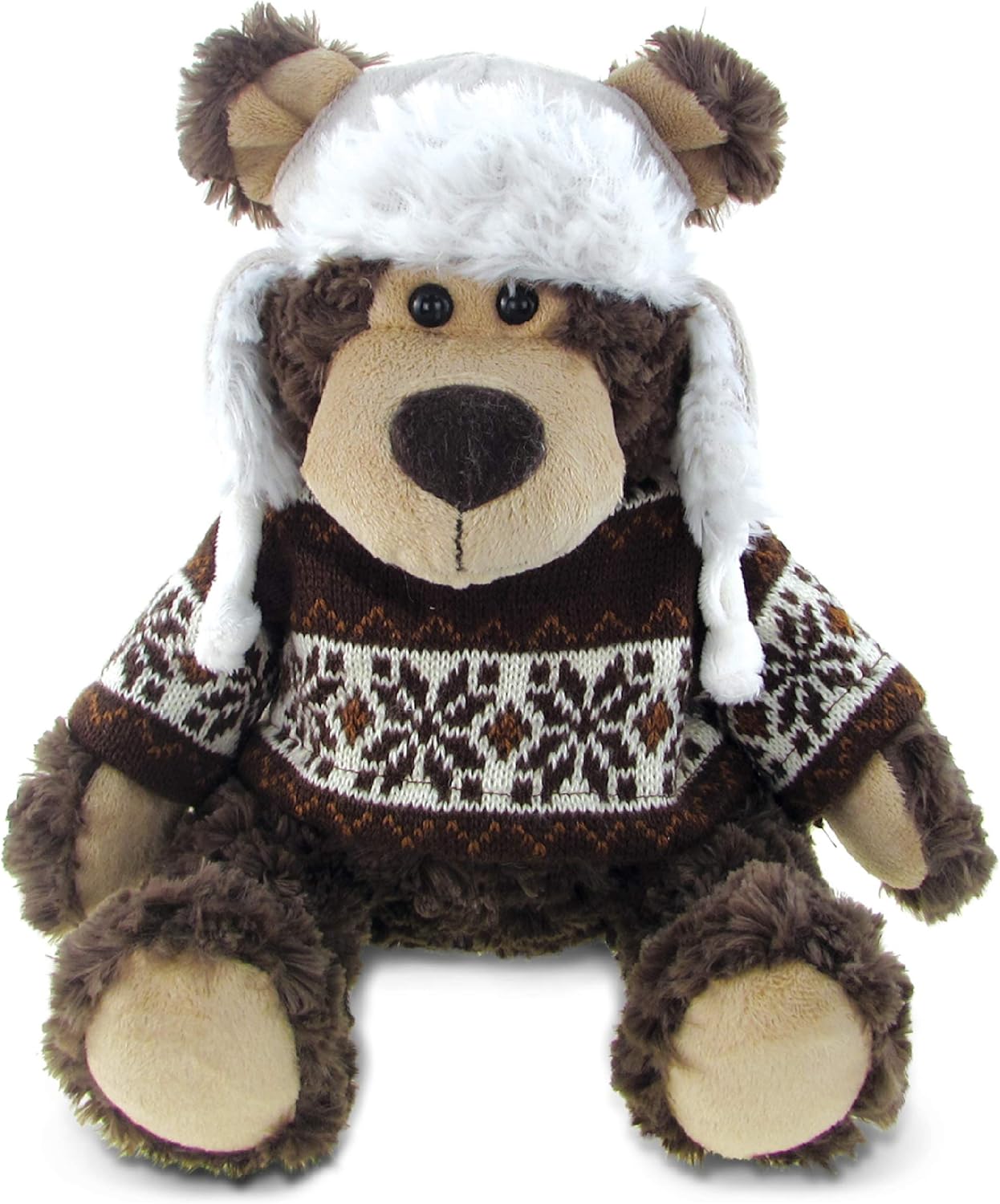 Puzzled DolliBu Plush Grizzly Bear with Hat and Sweater