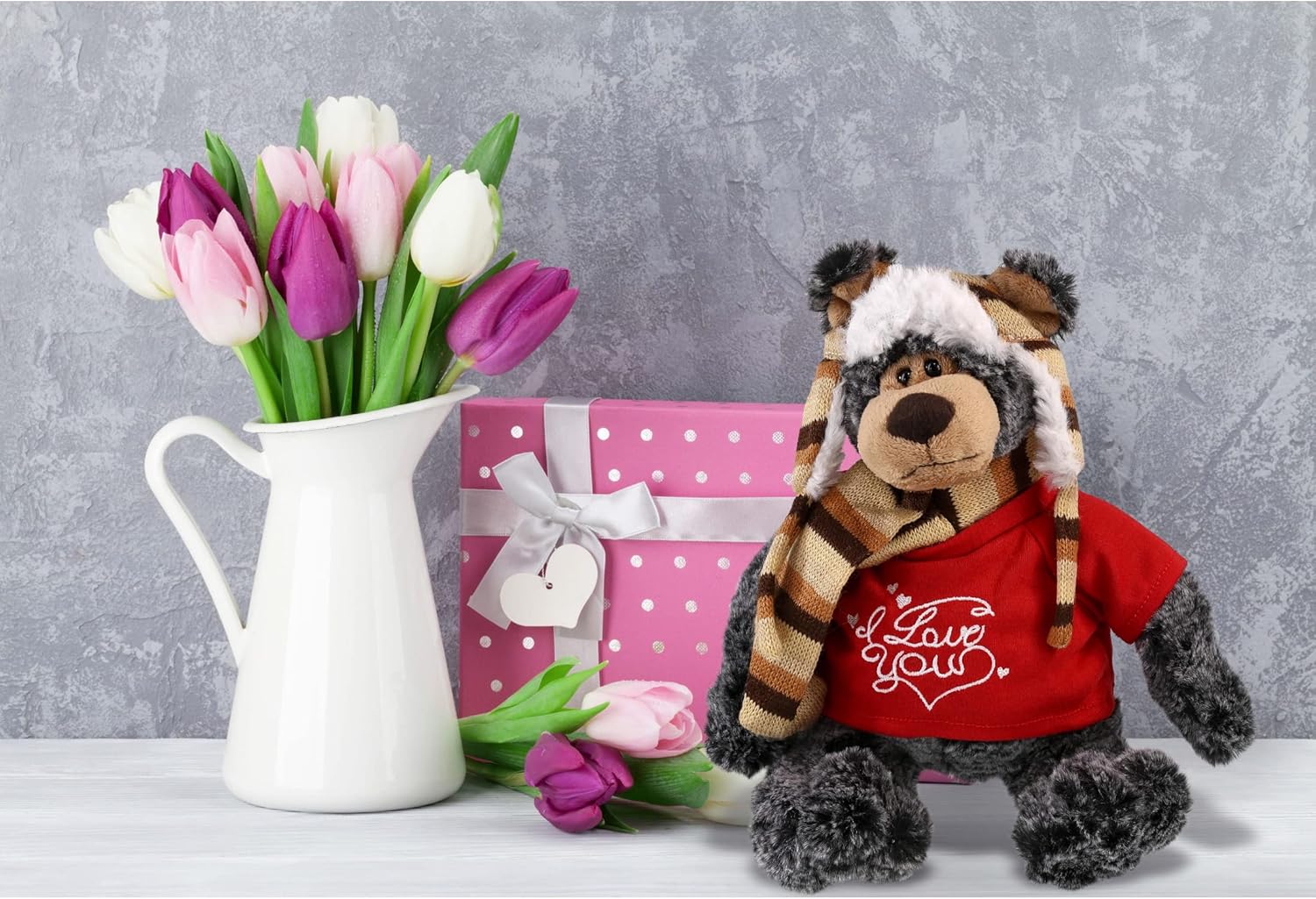 DolliBu I Love You Valentine Standing Black Bear - 11 Inches