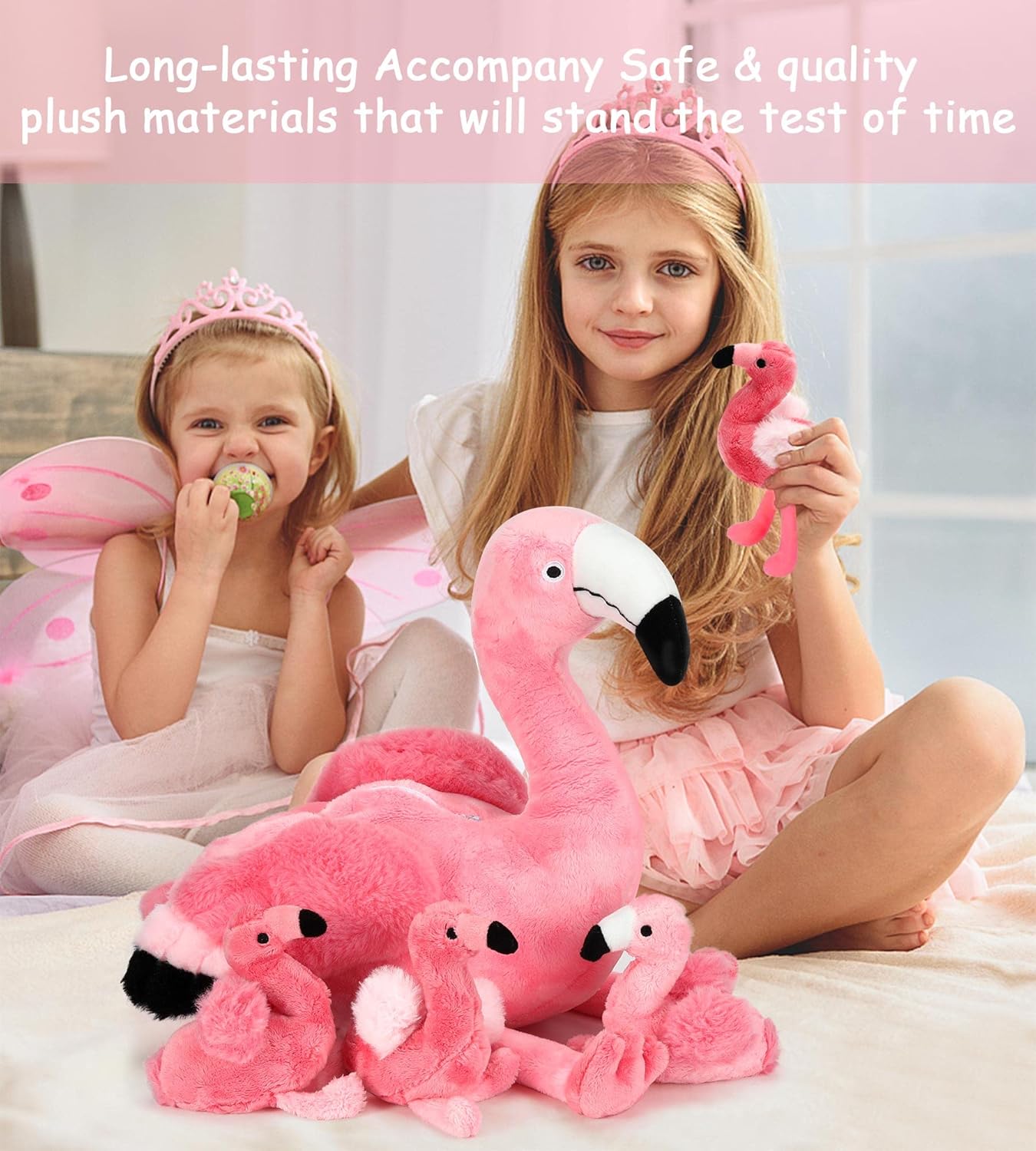 Qpewep 21Inch Flamingo Plushie with 4 Babies