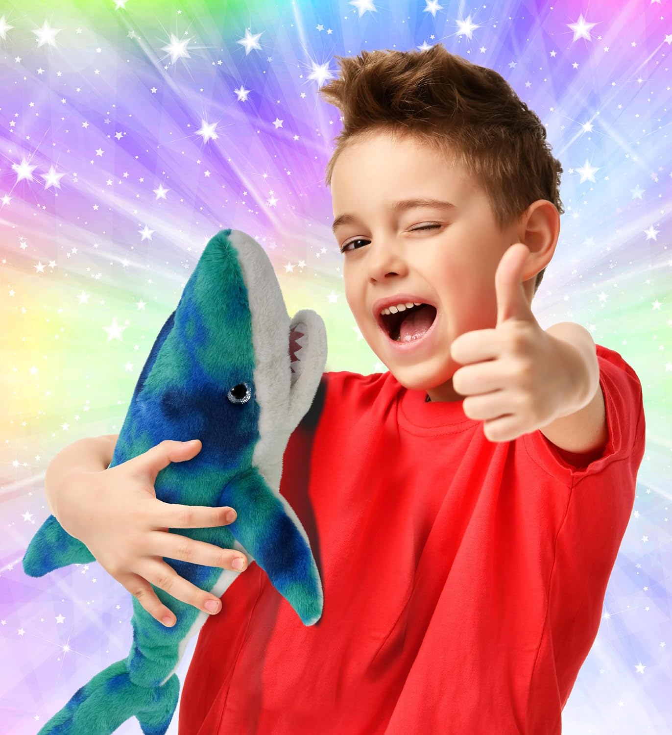 DolliBu Blue Tie-Dye Shark Plush Toy 23 Inches