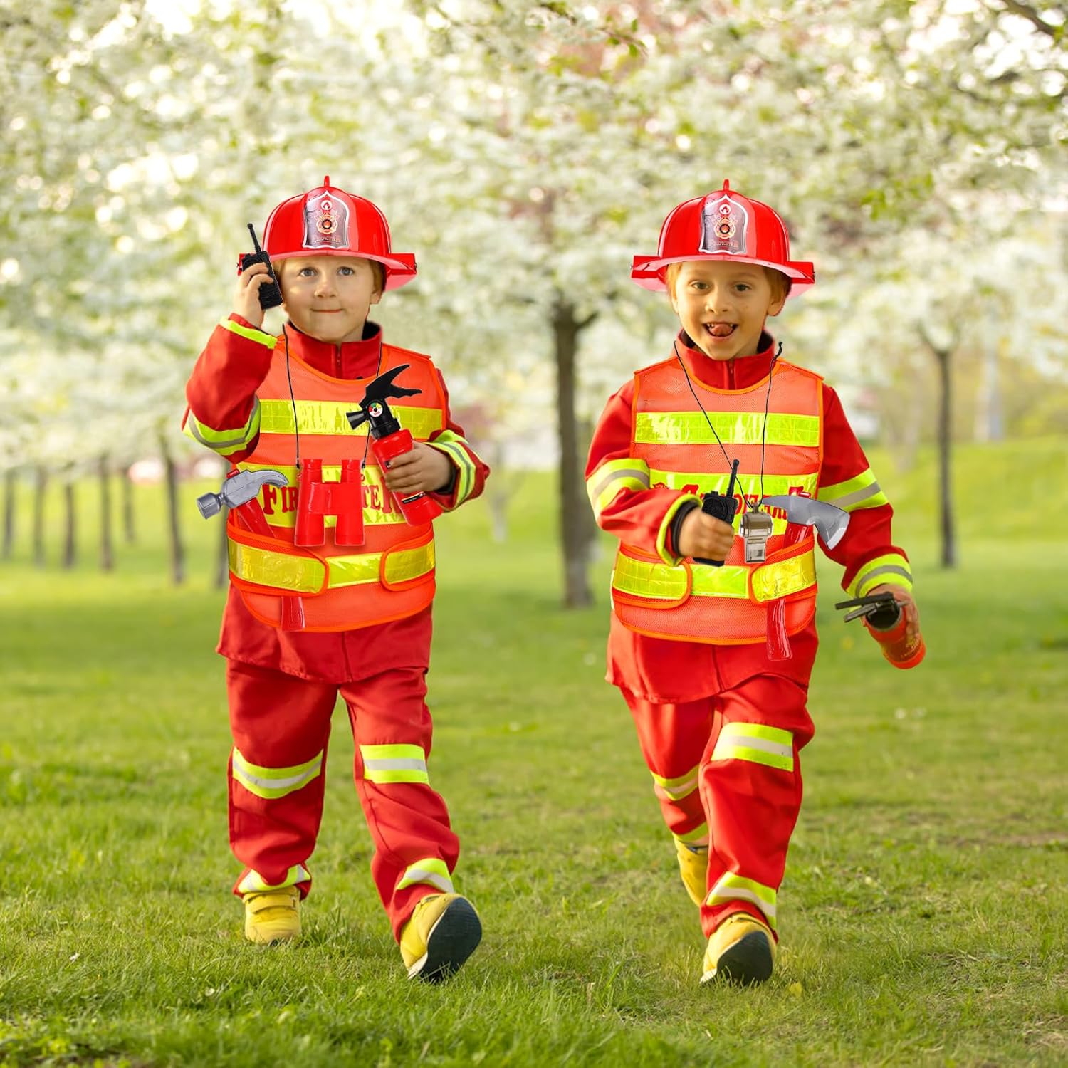 Noamus 18 Pcs Fireman Costume for Kids Ages 3-7