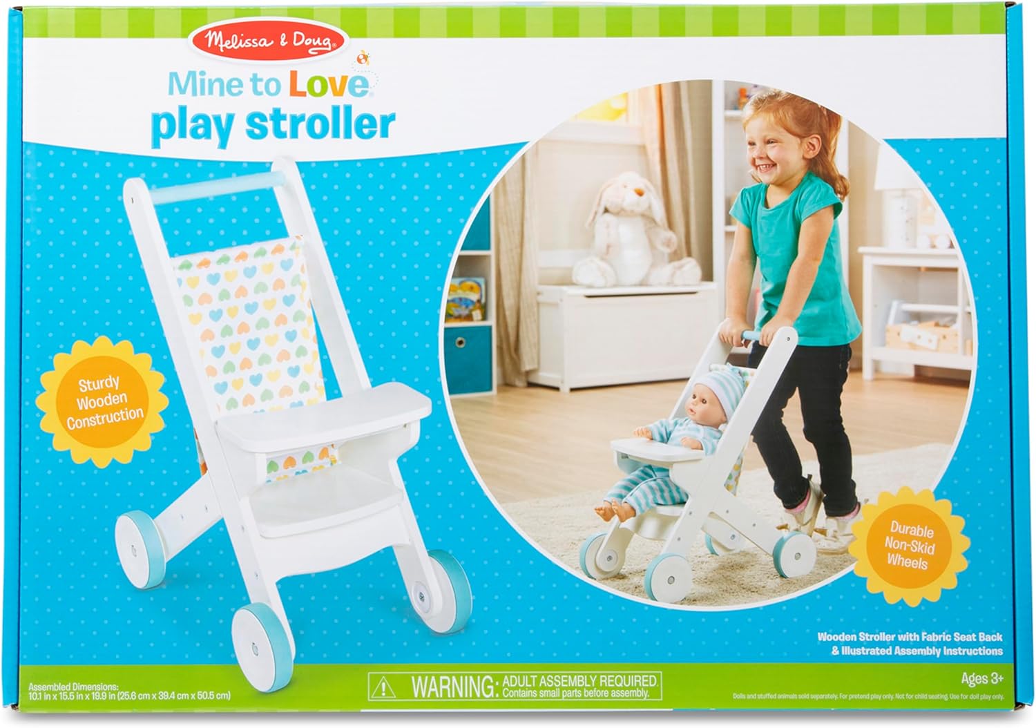 Melissa Doug Mine to Love Wooden Stroller for Dolls