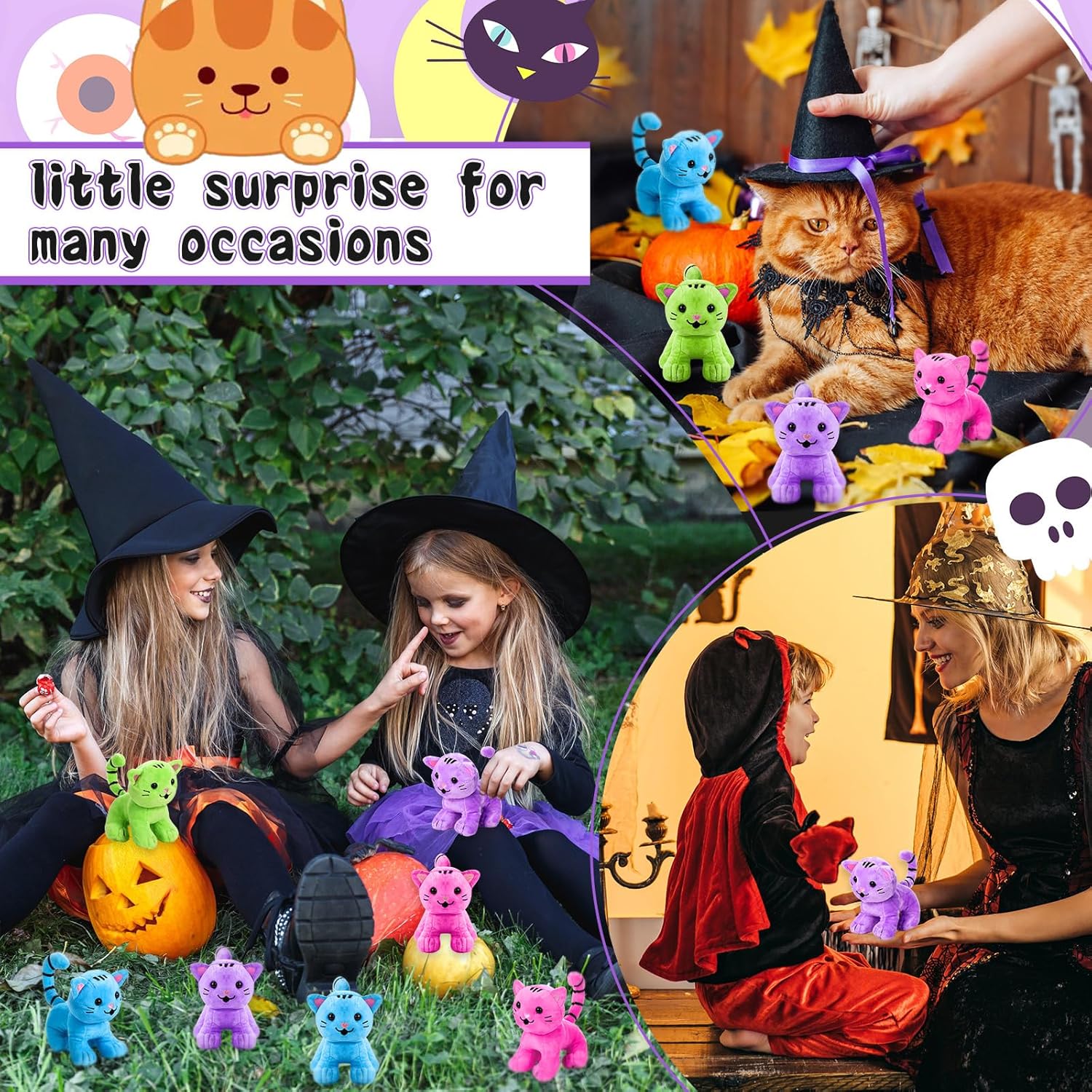 Jenaai 8 Pcs Halloween Cat Plush Set