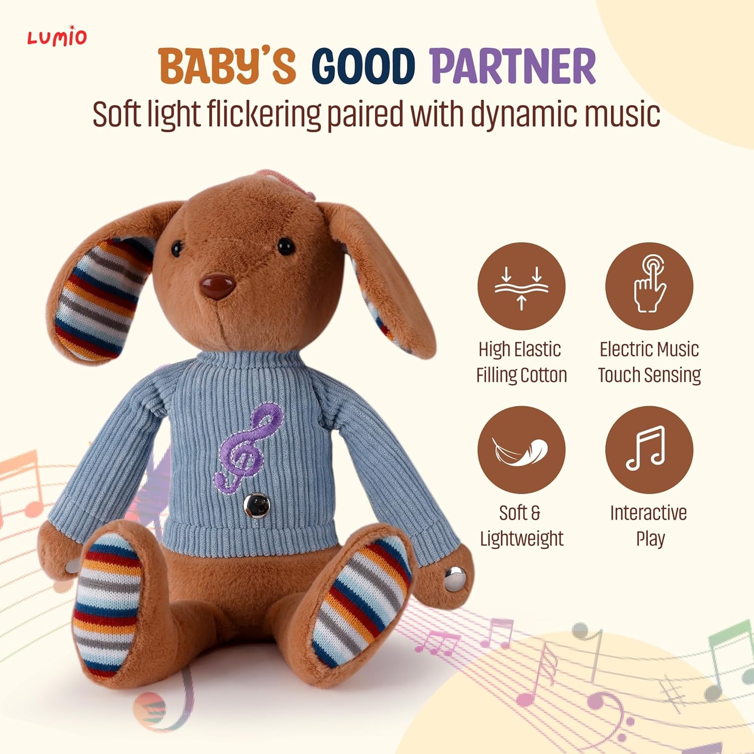 Lumio Musical Bunny Plush Toy with Lights Sounds 1