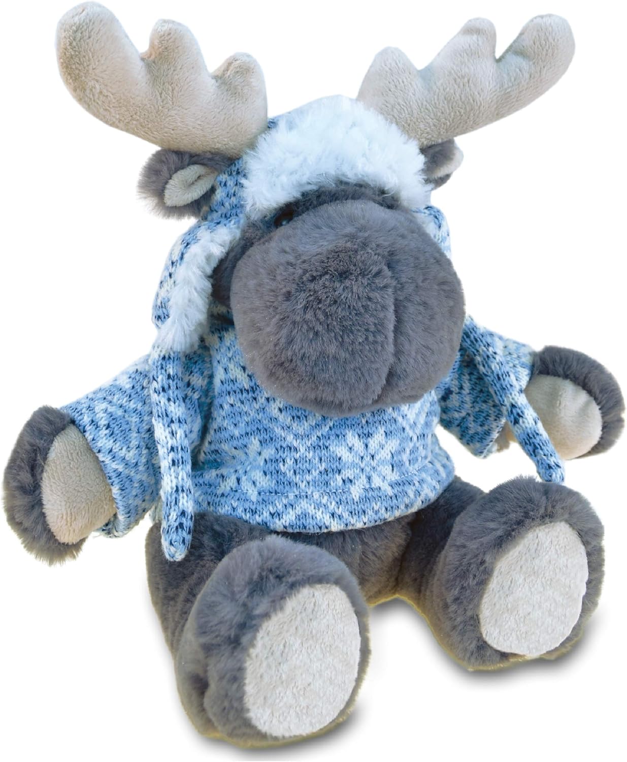 Puzzled DolliBu Plush Moose with Sweater and Hat - 9 Inches