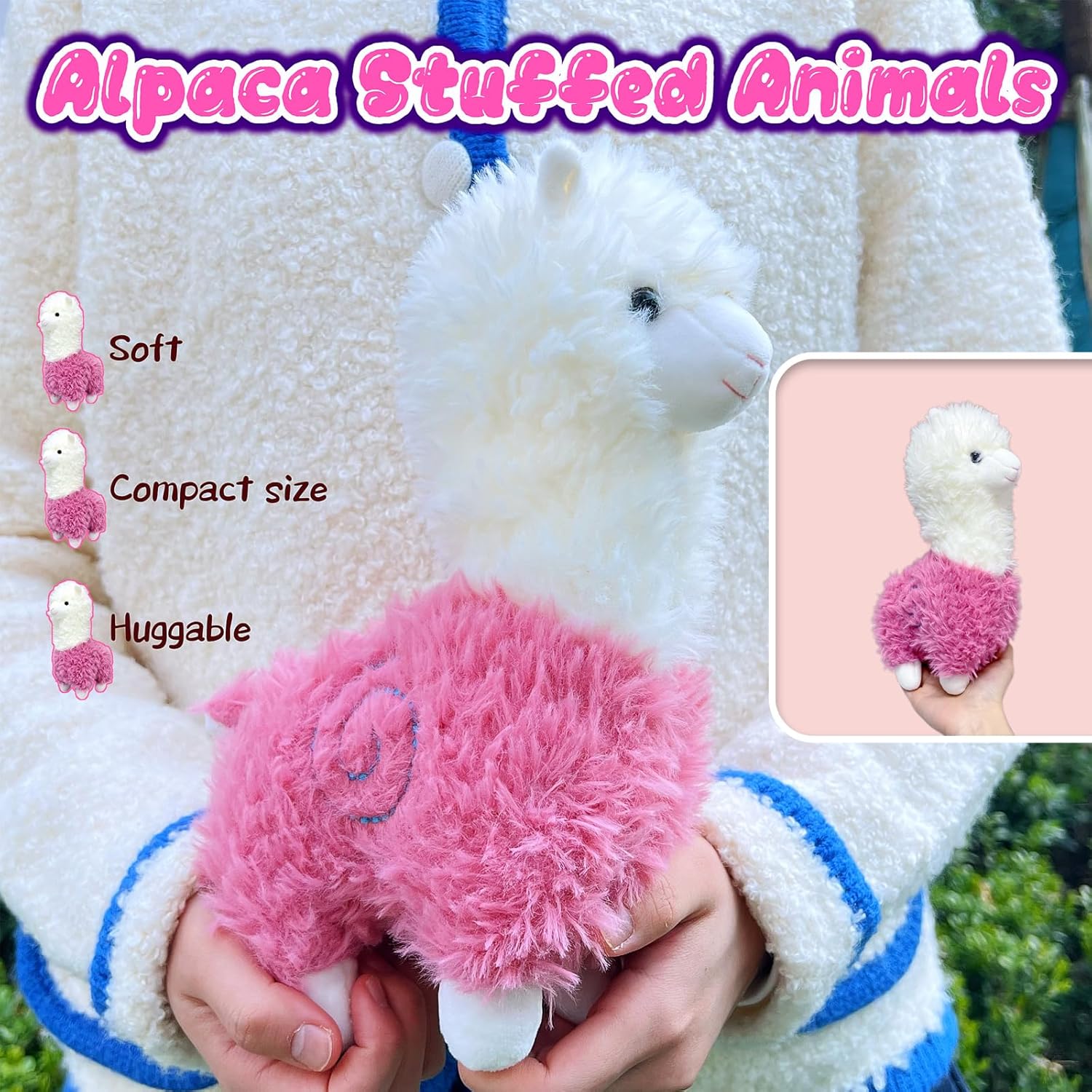 NuomiYue Cute Pink Alpaca Plush Toy 11 Soft Stuffed Animal