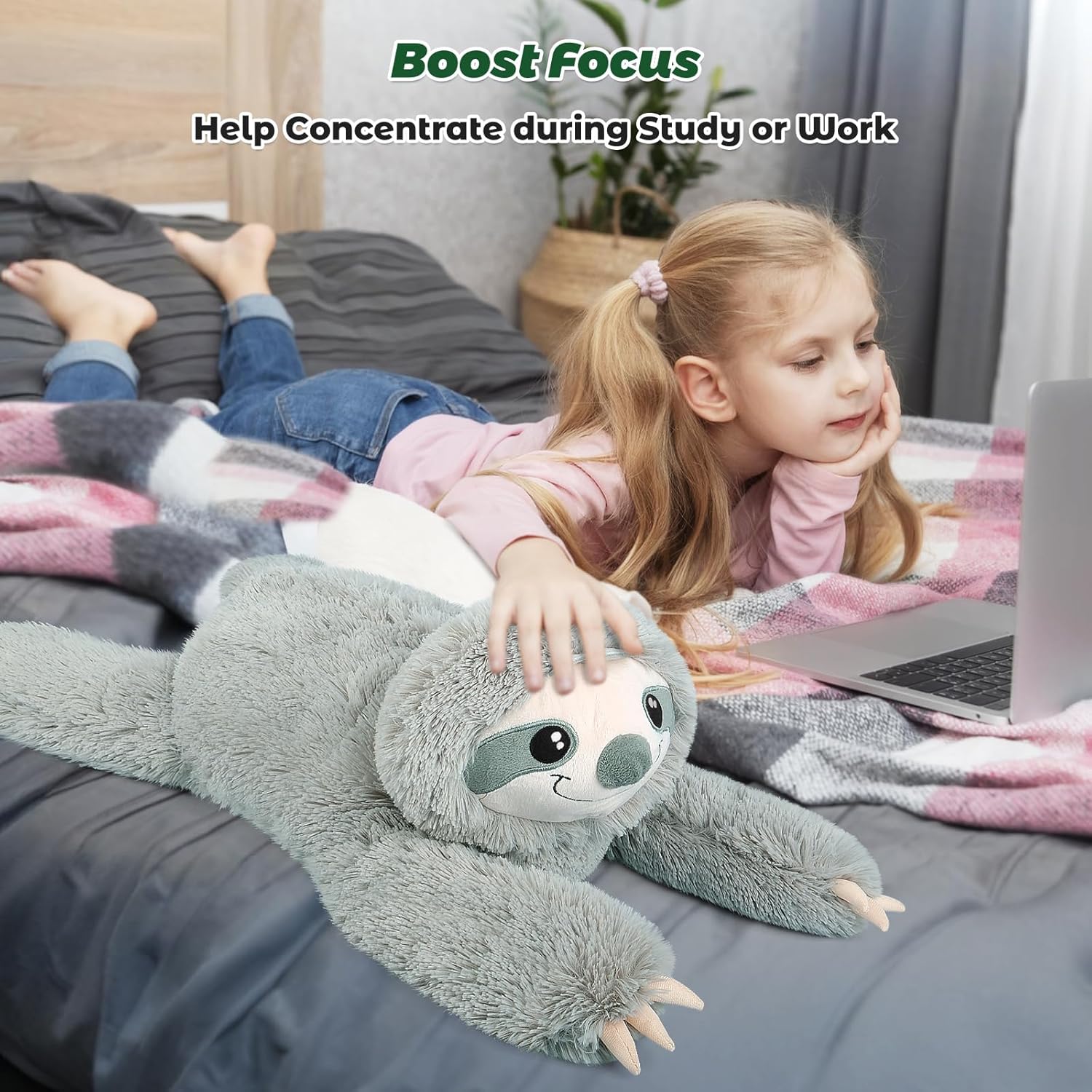 Bobbie Laxi 27 Sloth Weighted Plush Toy for Kids and Adults