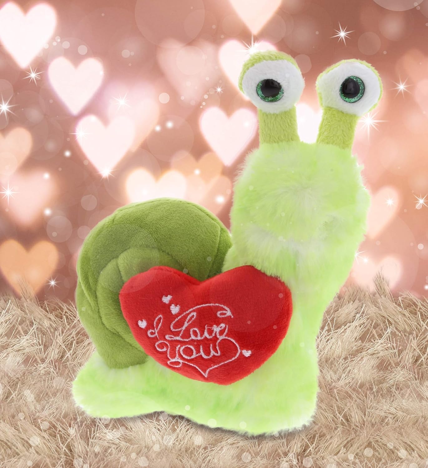 DolliBu I Love You Green Snail Plush Toy