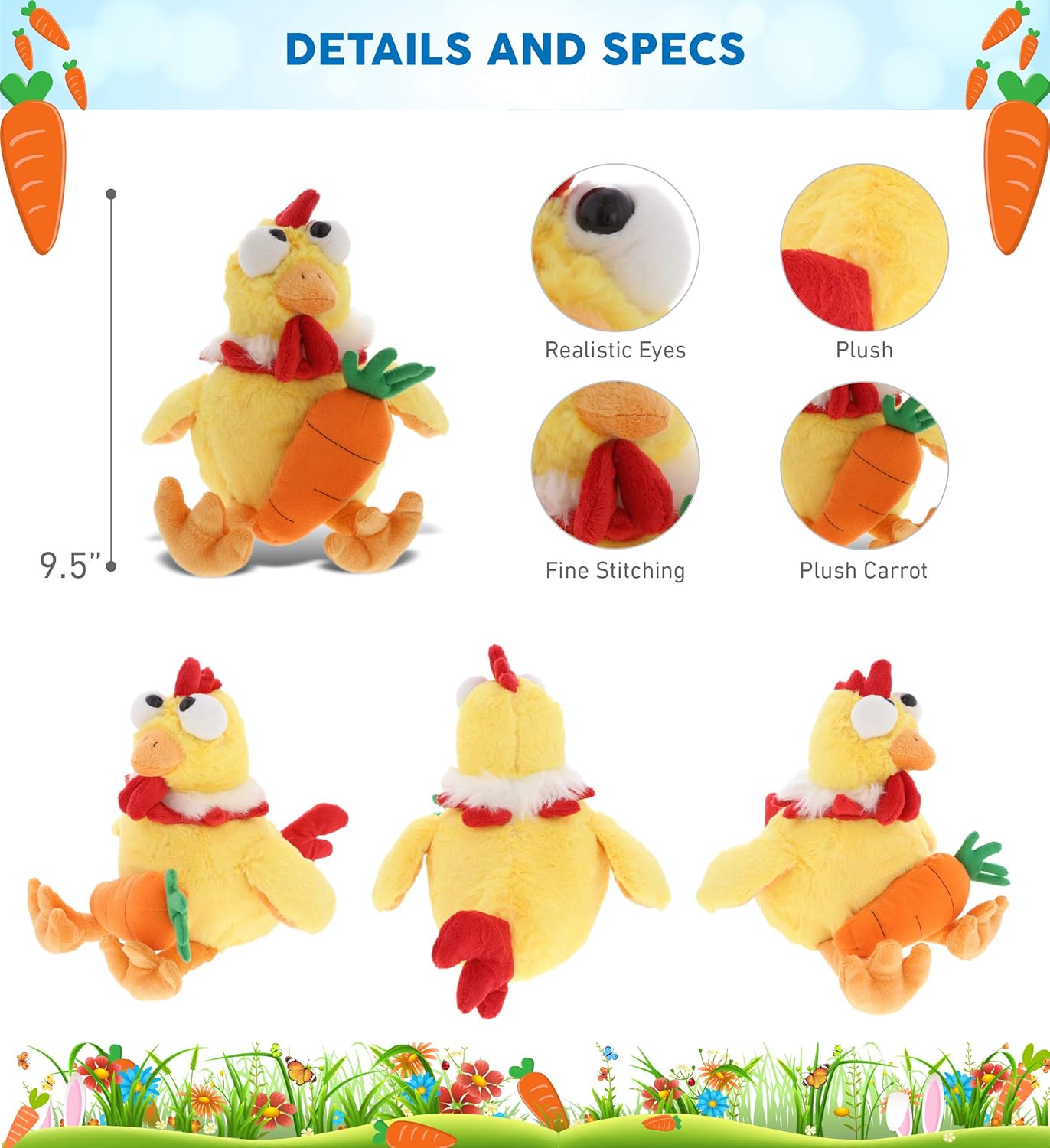 DolliBu Happy Easter Soft Plush Rooster with Carrot