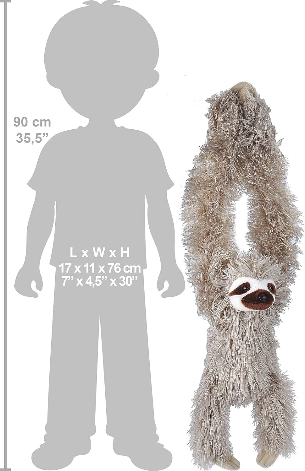 Wild Republic Hanging 30 Sloth Plush Toy