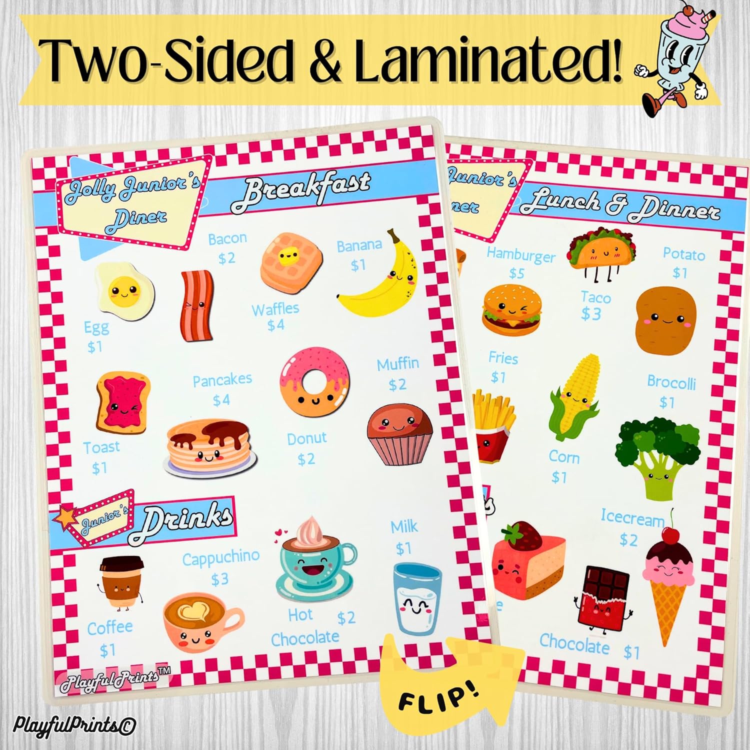 Jolly Juniors Diner Pretend Play Menu Set