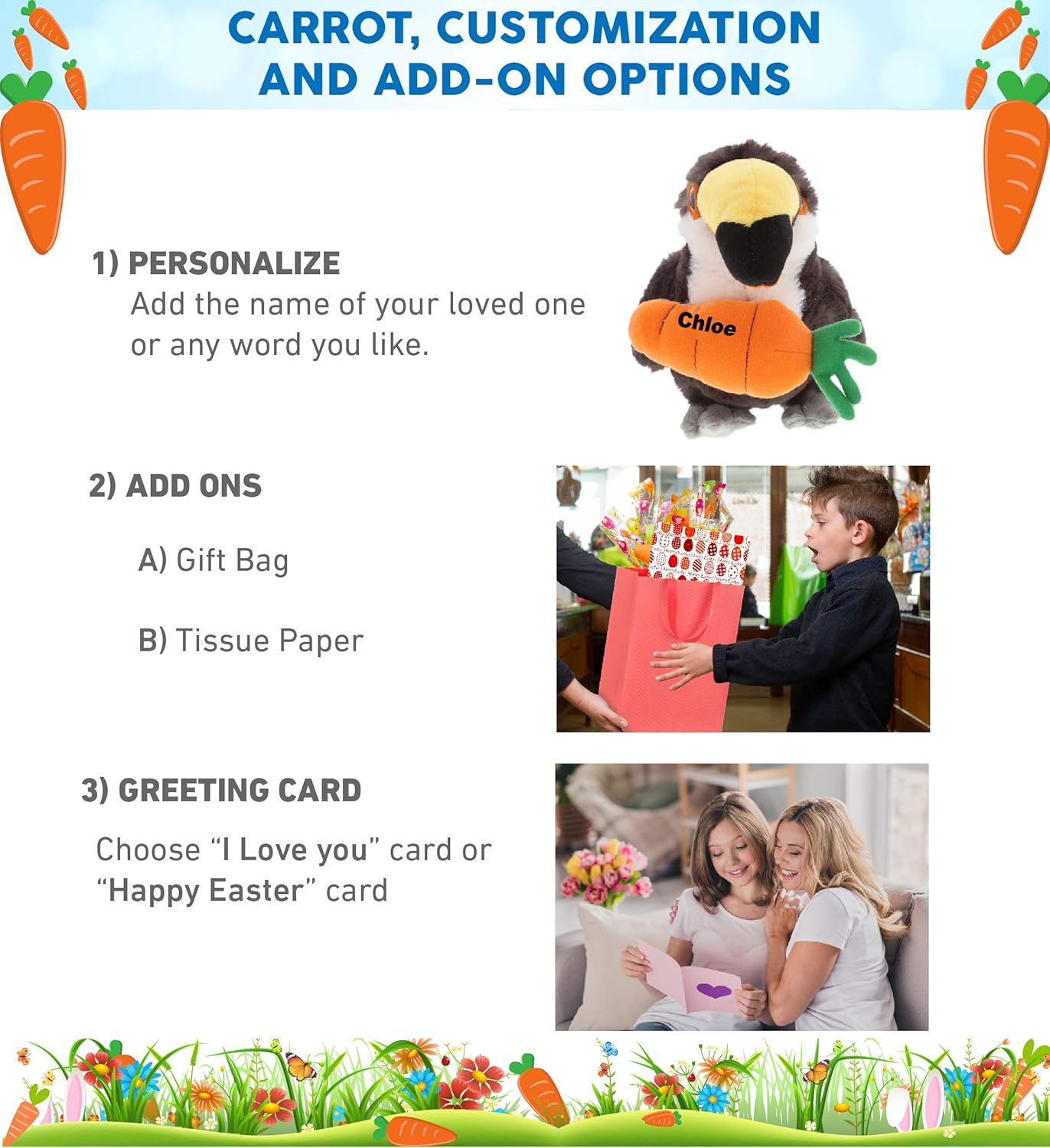 DolliBu Happy Easter Soft Plush Toucan with Carrot