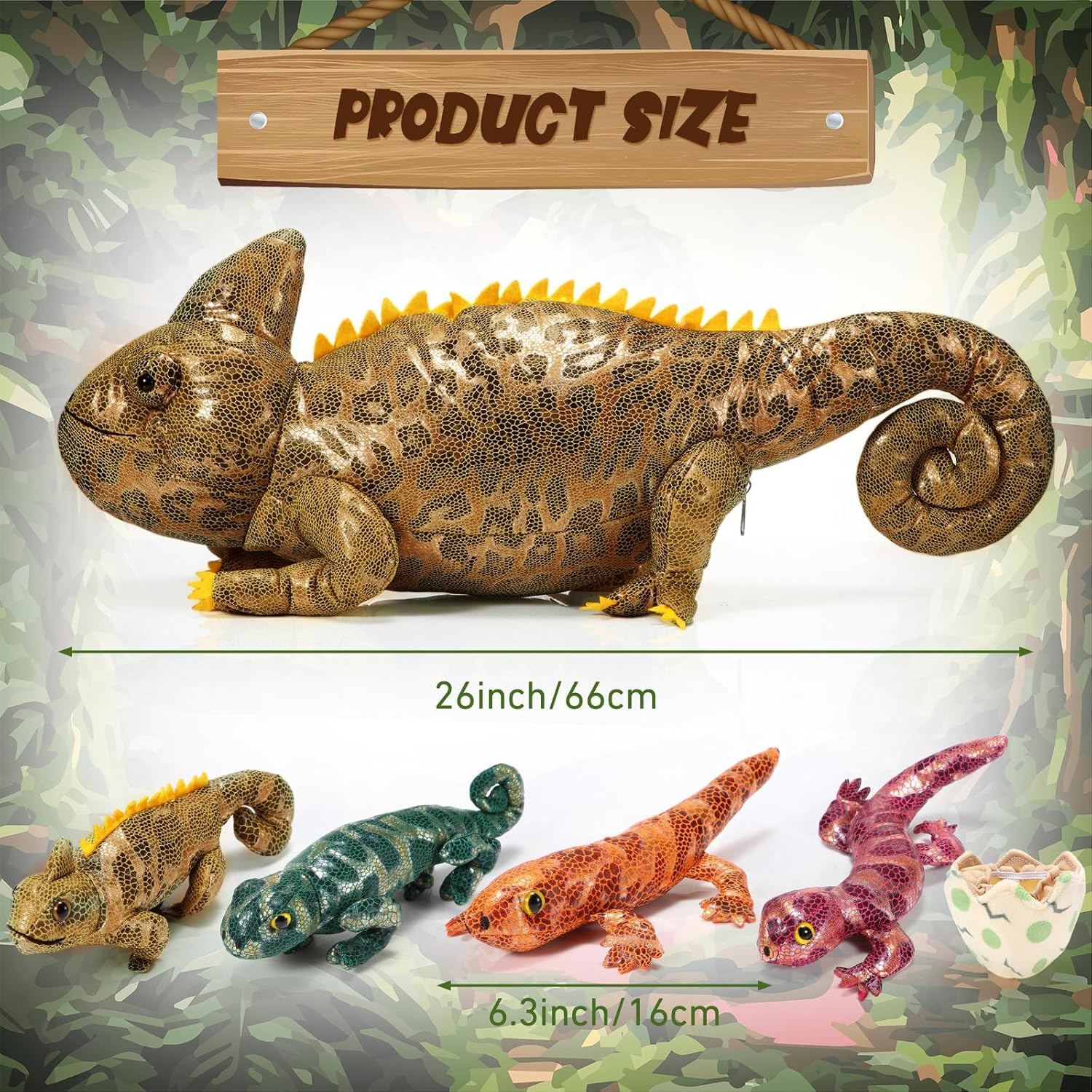 Lenwen 5 Pieces Chameleon Plush Toy Set