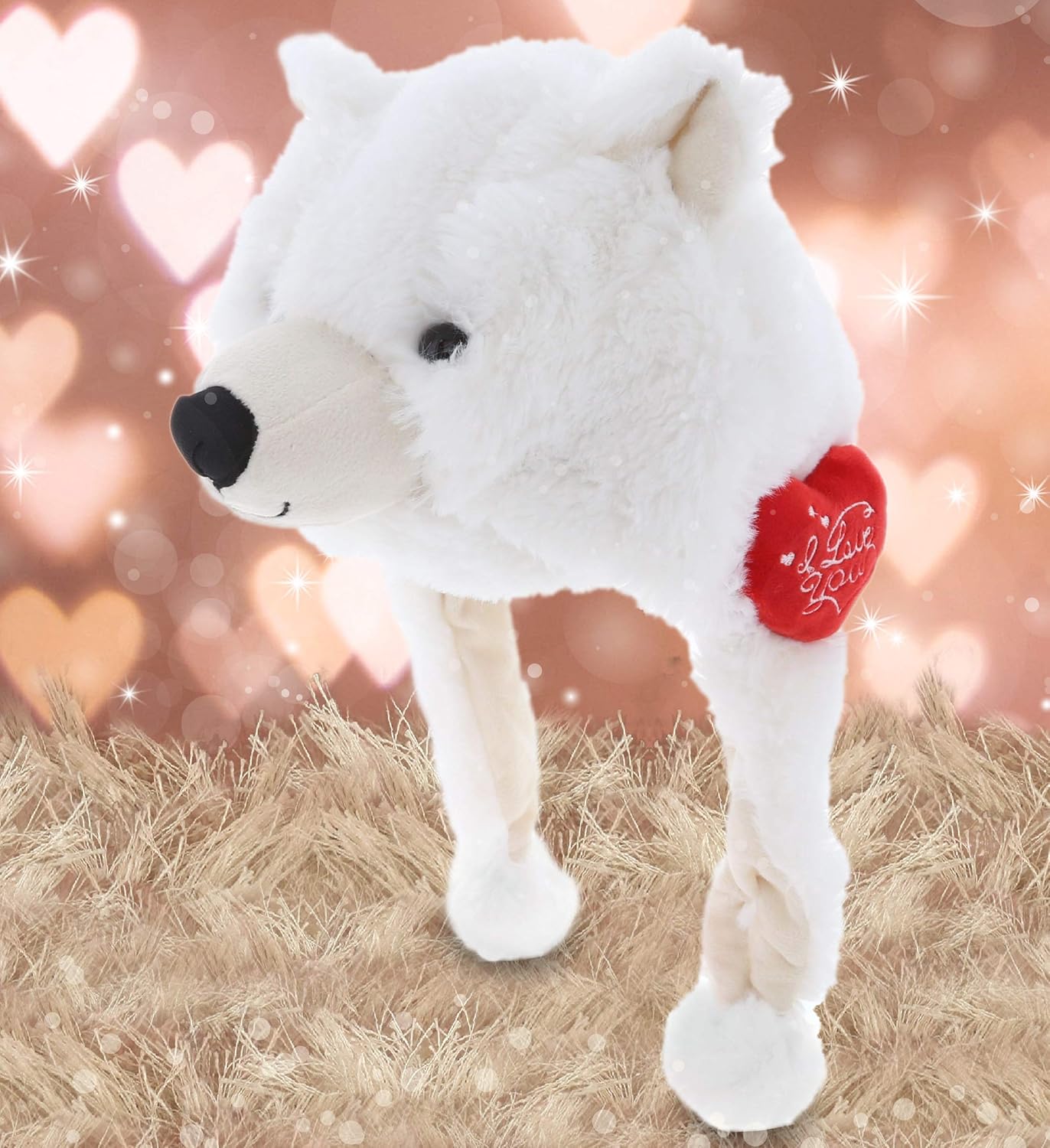 DolliBu I Love You Polar Bear Plush Hat - 16 Inches