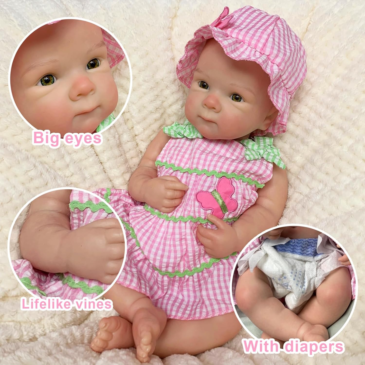 OtardDolls 18 Inch Realistic Silicone Newborn Baby Girl Doll