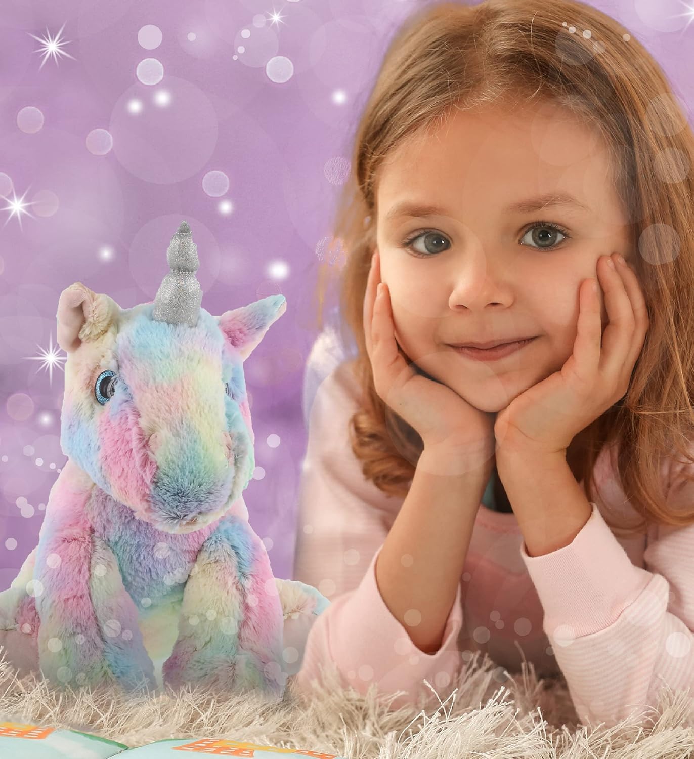 DolliBu 12 Inch Plush Rainbow Unicorn Toy