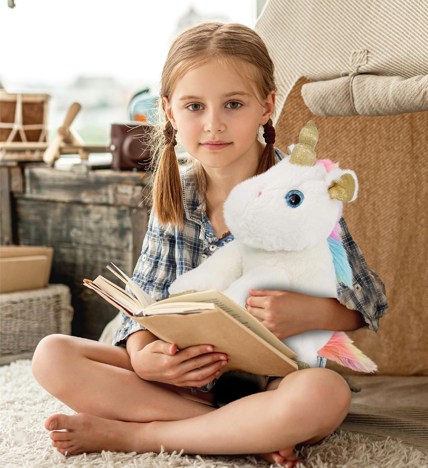DolliBu White Gold Unicorn Plush 115 Inch