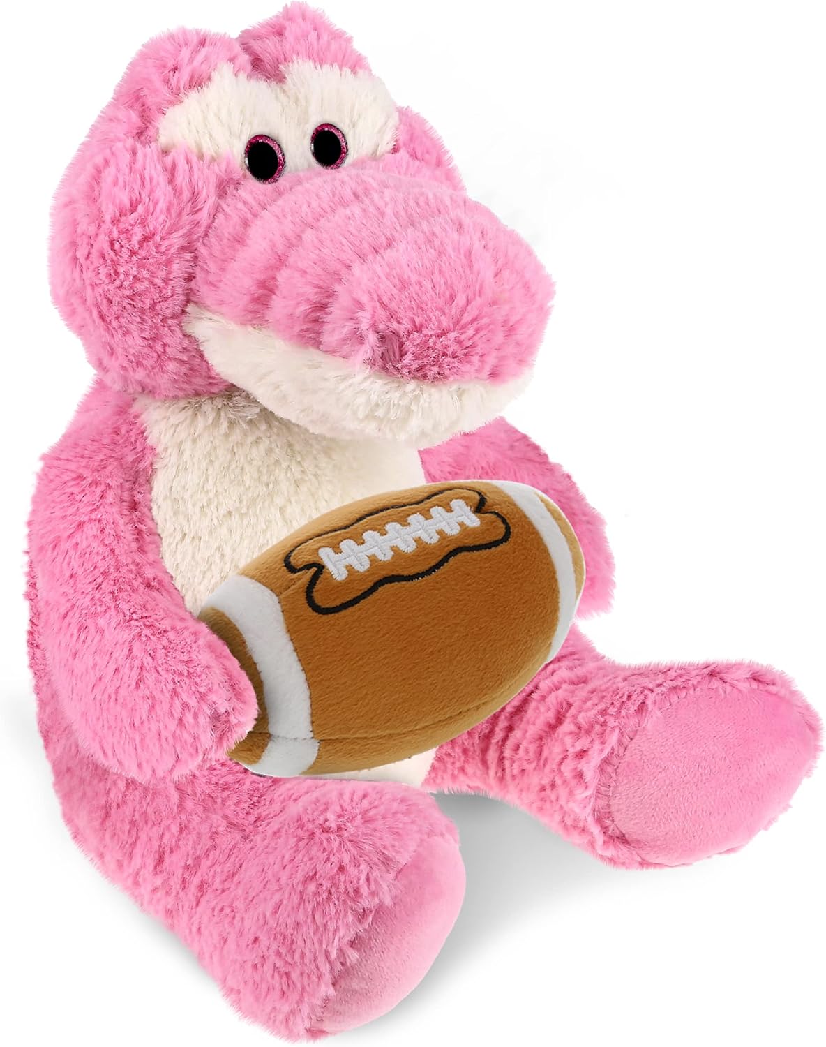 DolliBu Sitting Pink Alligator Plush with Football