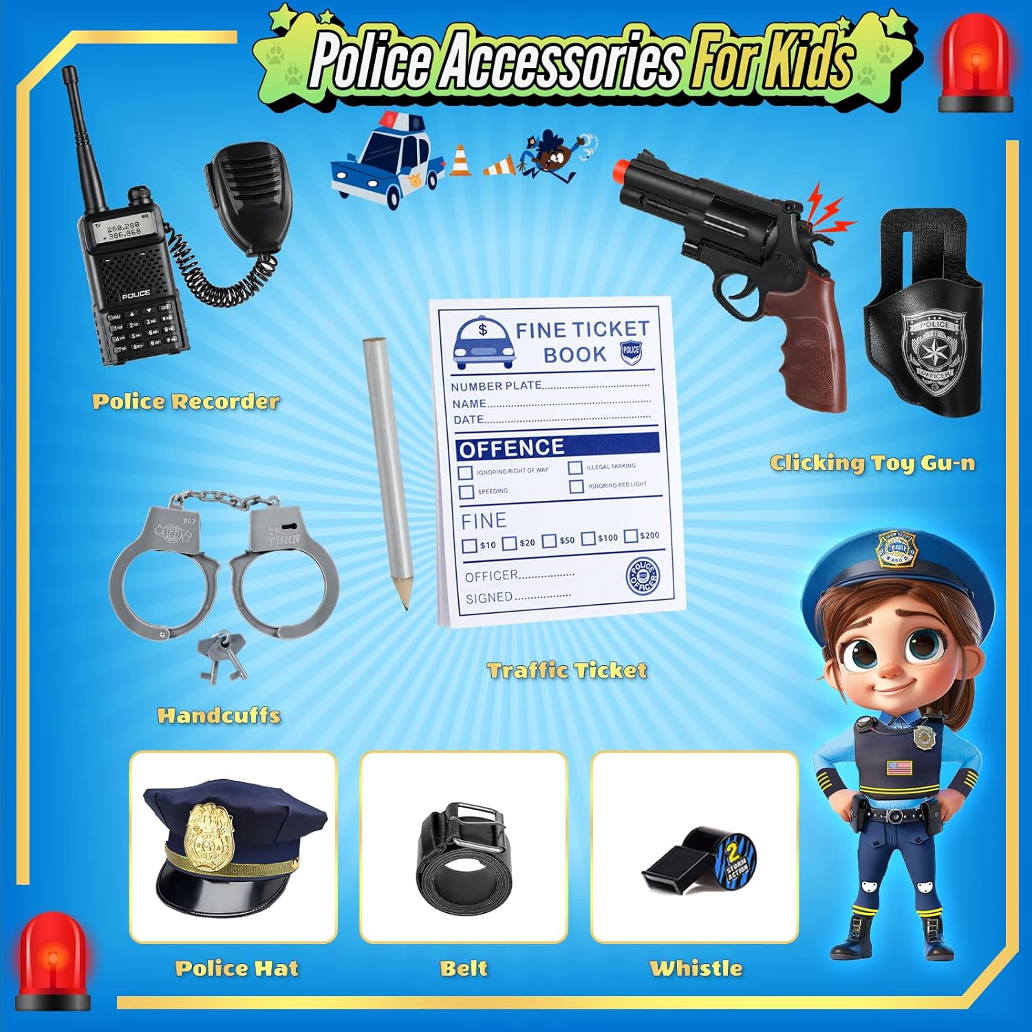 Yadiya Police Officer Costume for Kids 3-12