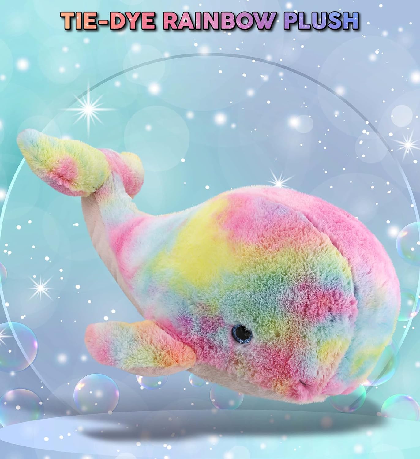 DolliBu Rainbow Whale XL Plush Stuffed Toy