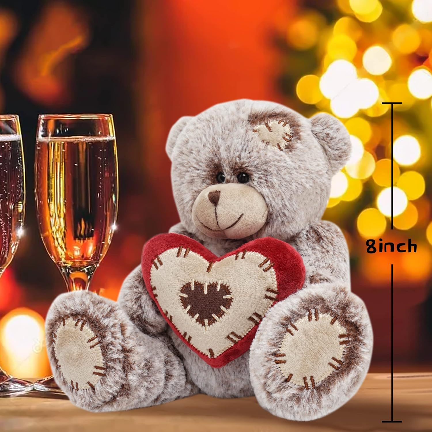 10 Inch Plush Teddy Bear with Red Heart Pillow