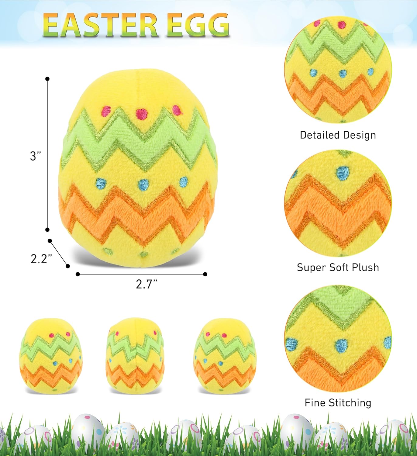 DolliBu Easter Egg Plush Toy - 3 Inches