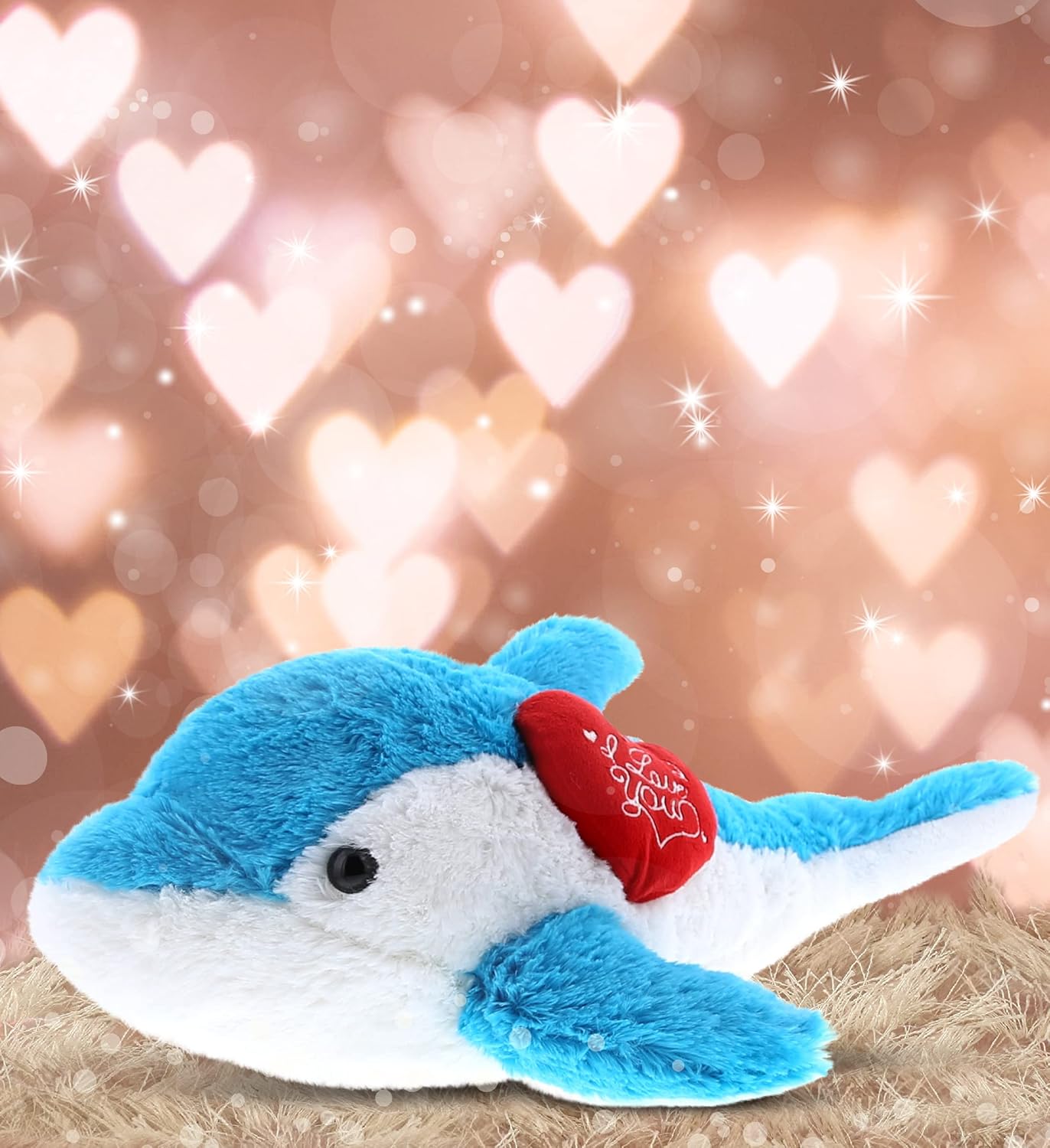 DolliBu I Love You Blue Dolphin Plush - 18 Inches