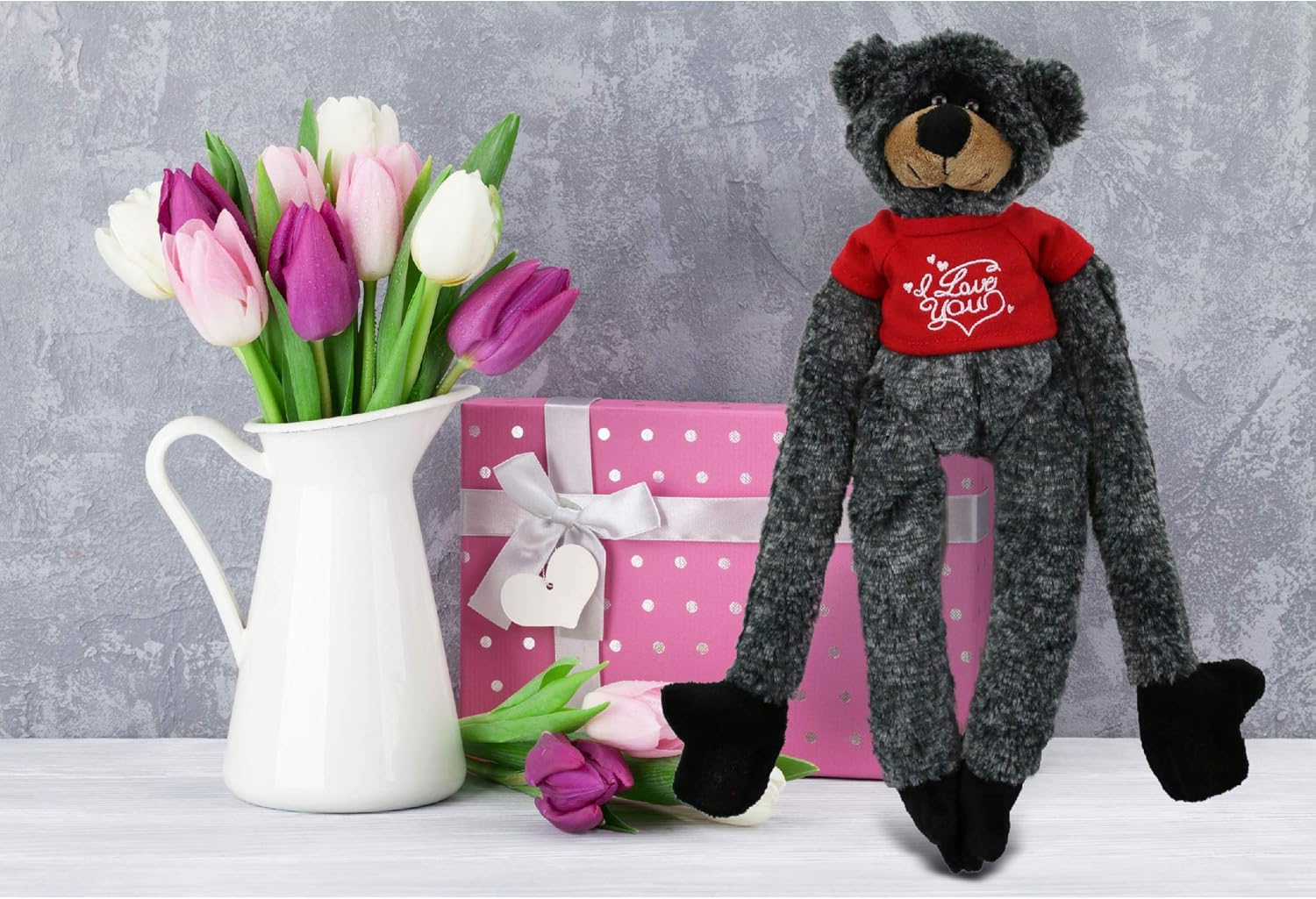 DolliBu I Love You Valentine Black Bear Plush Toy
