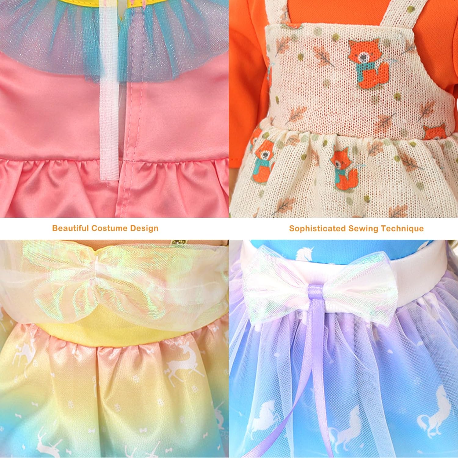 DC-BEAUTIFUL 6 Piece Doll Outfits for 16-18 Inch Baby Dolls