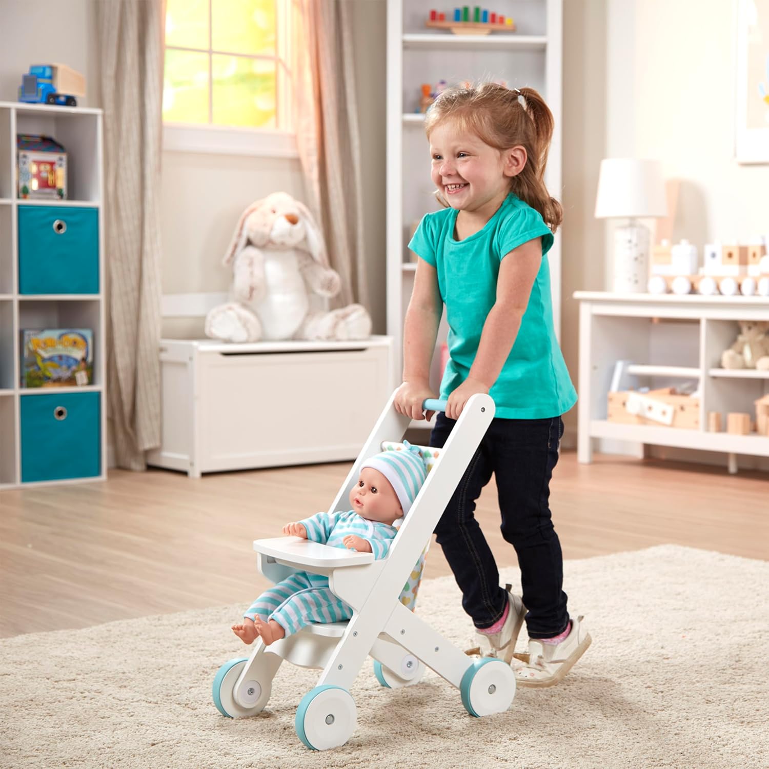Melissa Doug Mine to Love Wooden Stroller for Dolls