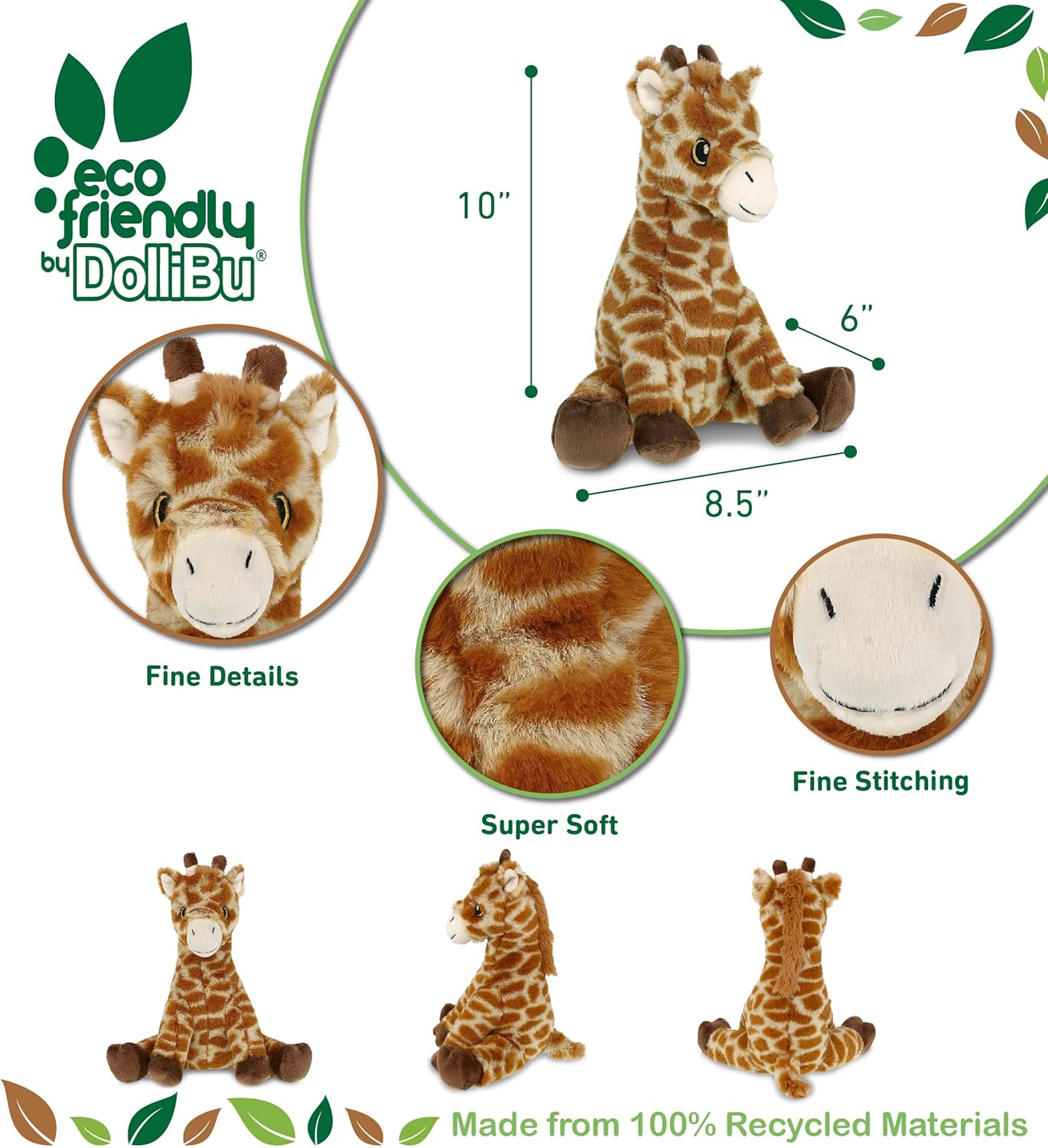 DolliBu Giraffe Plush Toy 10 Inches Soft Huggable