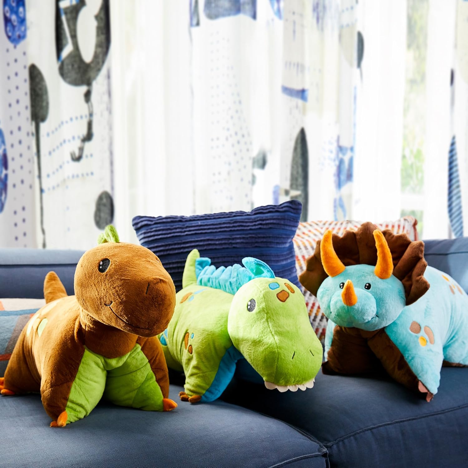 Pillow Pets Triceratops Blue Dinosaur 18 Inch Plush Pillow Toy