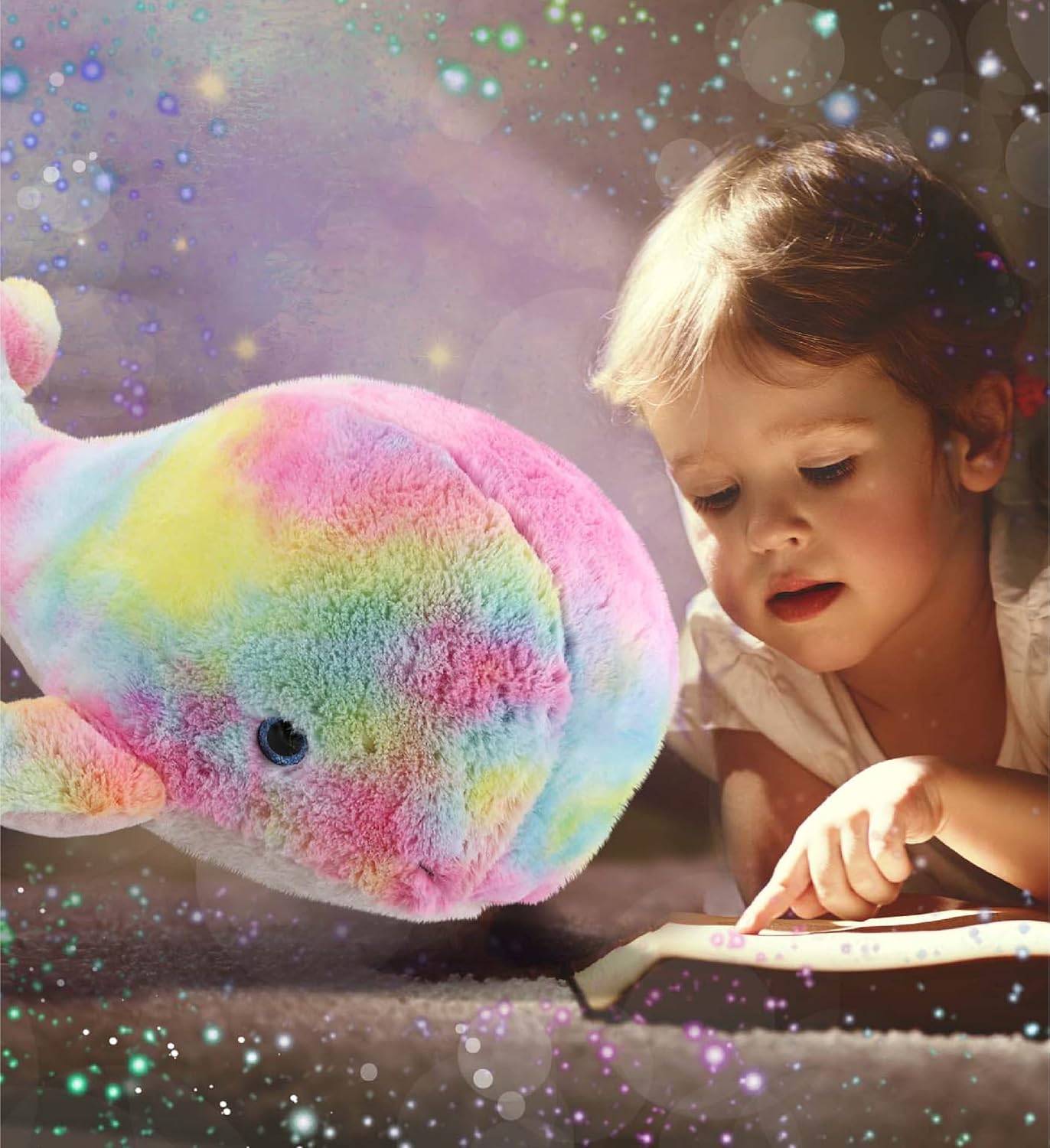 DolliBu Rainbow Whale XL Plush Stuffed Toy