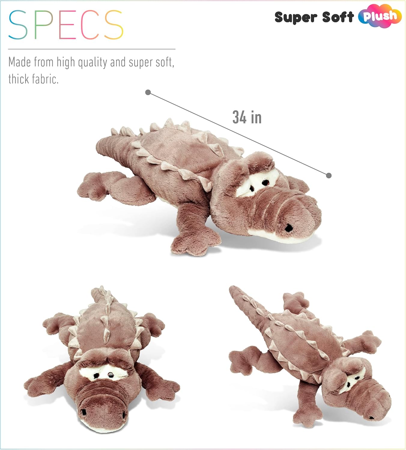 DolliBu Big Alligator Plush Pillow 33 Inch