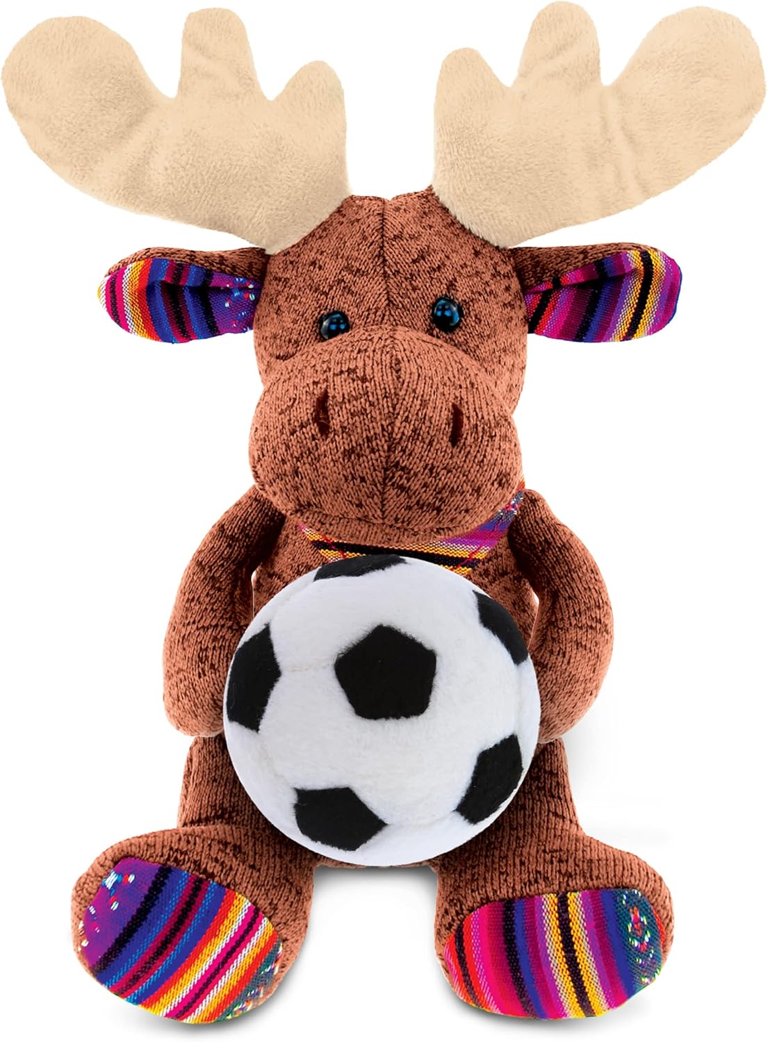 DolliBu Brown Moose Plush with Soccer Ball - 11 Inches