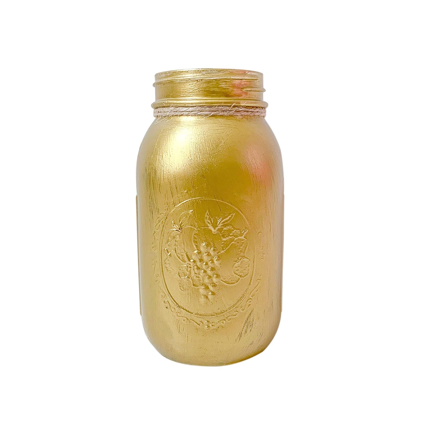 Gold Mason Jar - Hand Painted Quart 32 oz Jar for Centerpiece