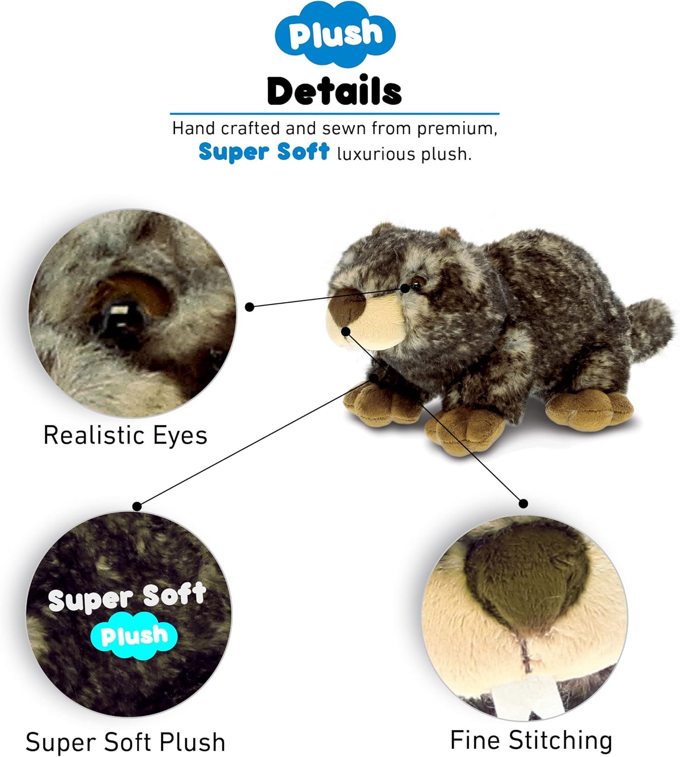 DolliBu Brown Marmot Plush - 11 Inches