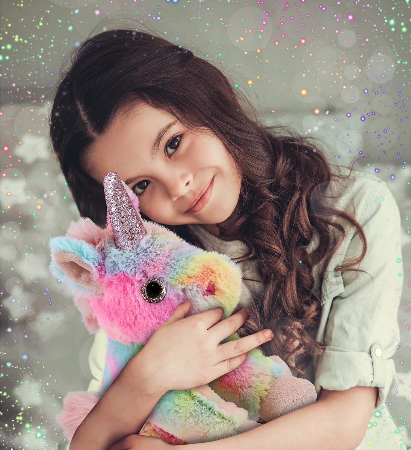 DolliBu Rainbow Unicorn Stuffed Animal 9 Inch